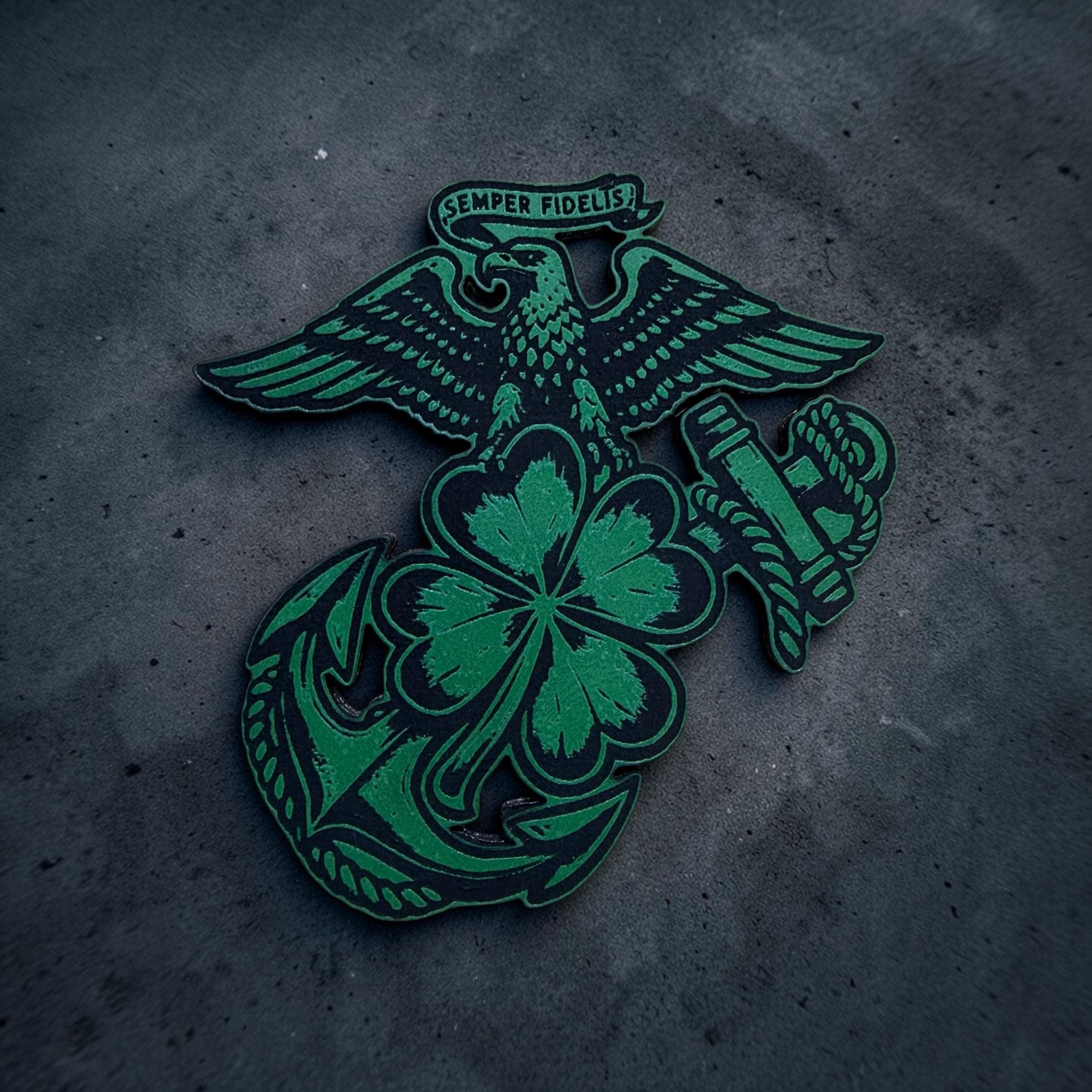 USMC Eagle Clover Anchor Hat – St Patrick’s Day Marine Corps Veteran Apparel