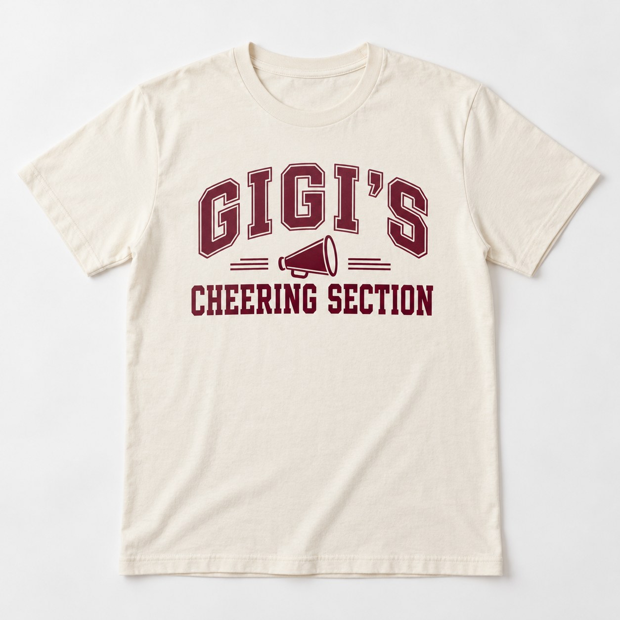 Gigi Game Day tee mockup in Ivory