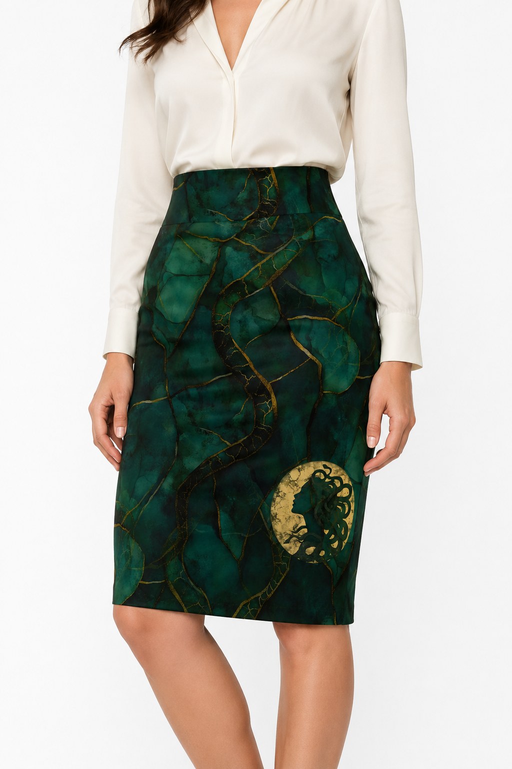 Emerald Marble Mudeusa Classic Pencil Skirt Corporate Goth