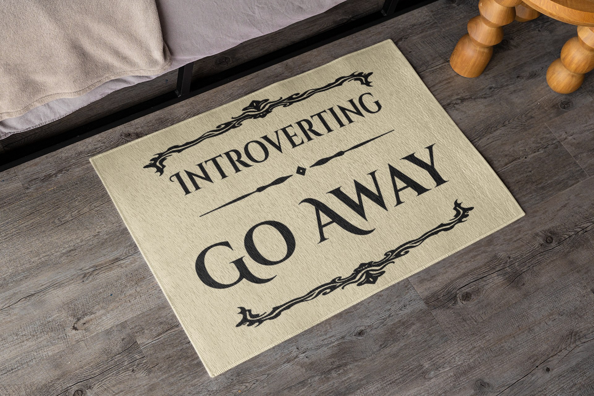 Introverting Go Away Area Rug - Funny Introvert Doormat-Style Accent Rug