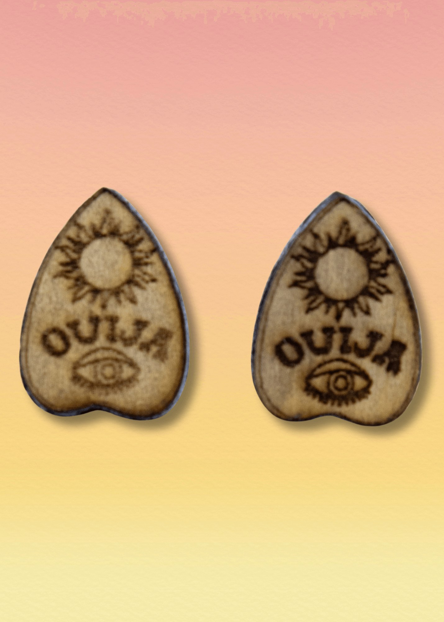 Ouija Planchette Wooden Earrings