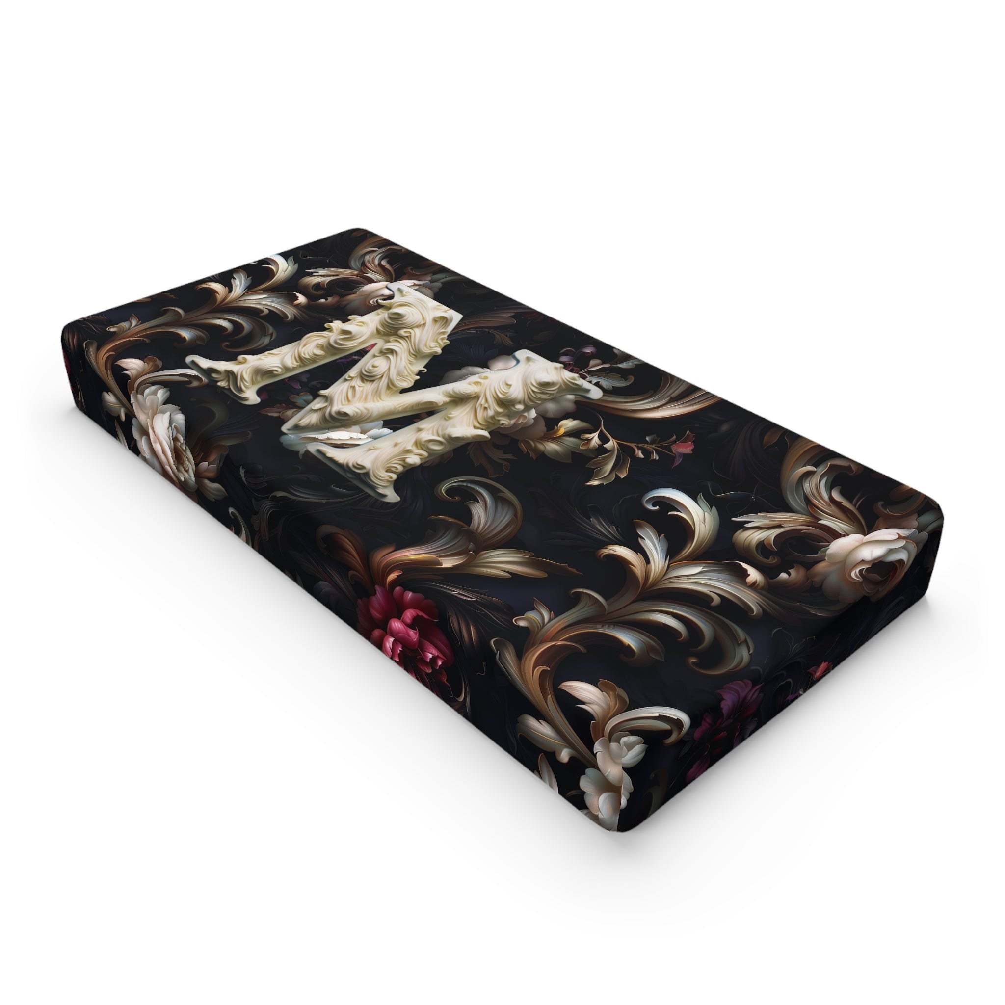 Personalized Rococo Floral Changing Pad Cover