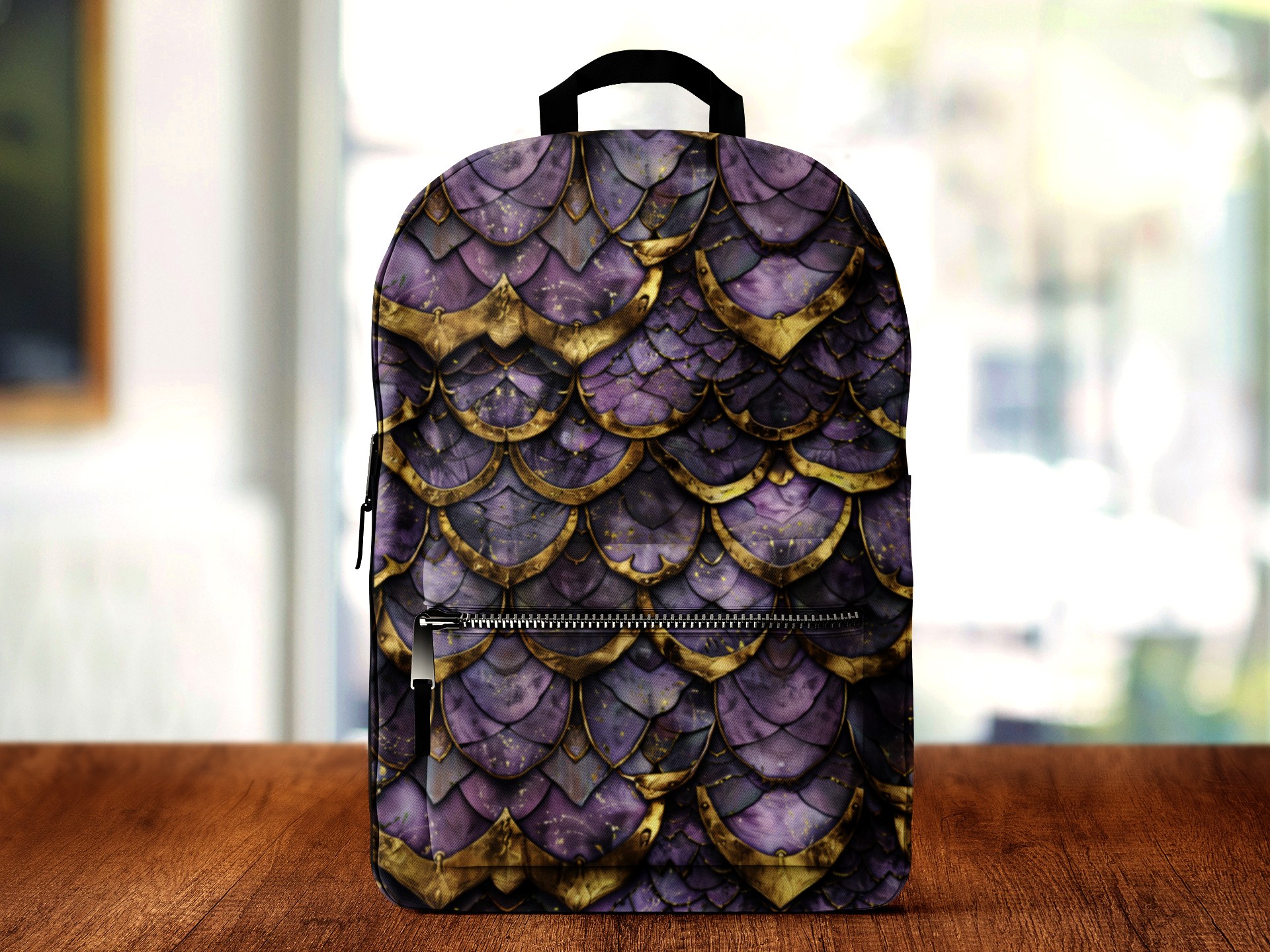 Purple Gold Fantasy Dragon Scale Backpack