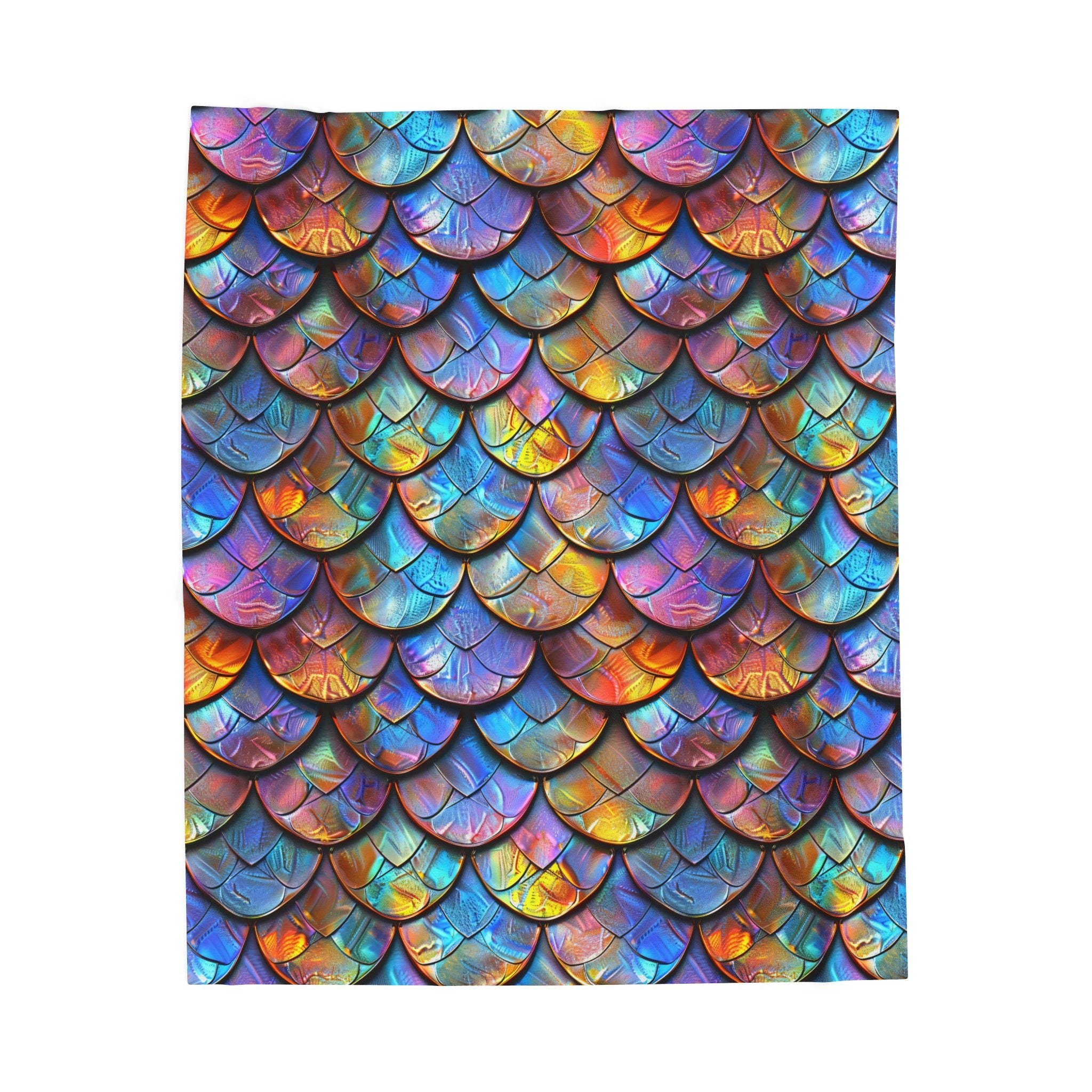 Rainbow Dragon Mermaid Scale Velveteen Plush Blanket