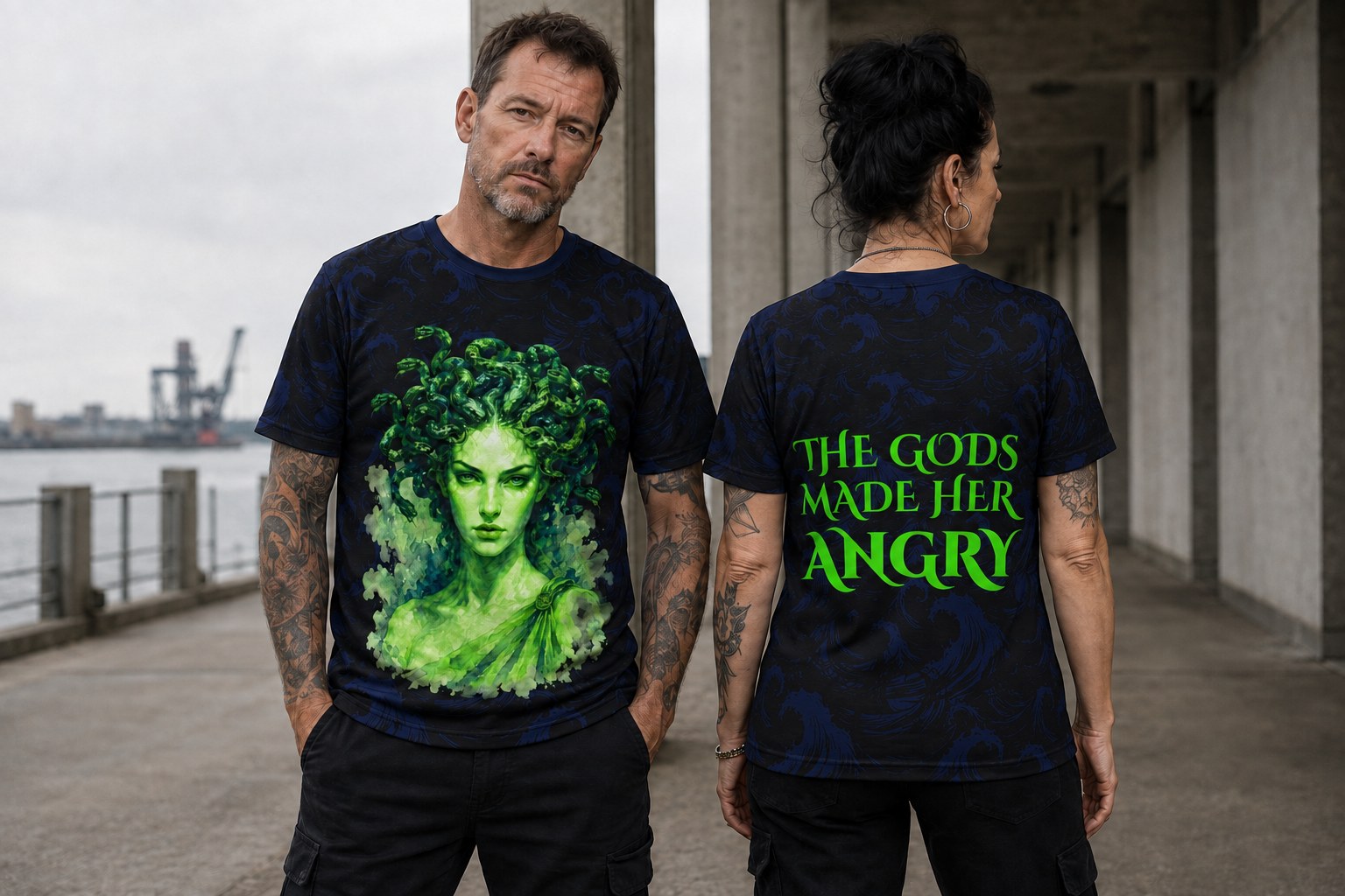 The Gods Made Her Angry - Medusa All-Over Print Tee