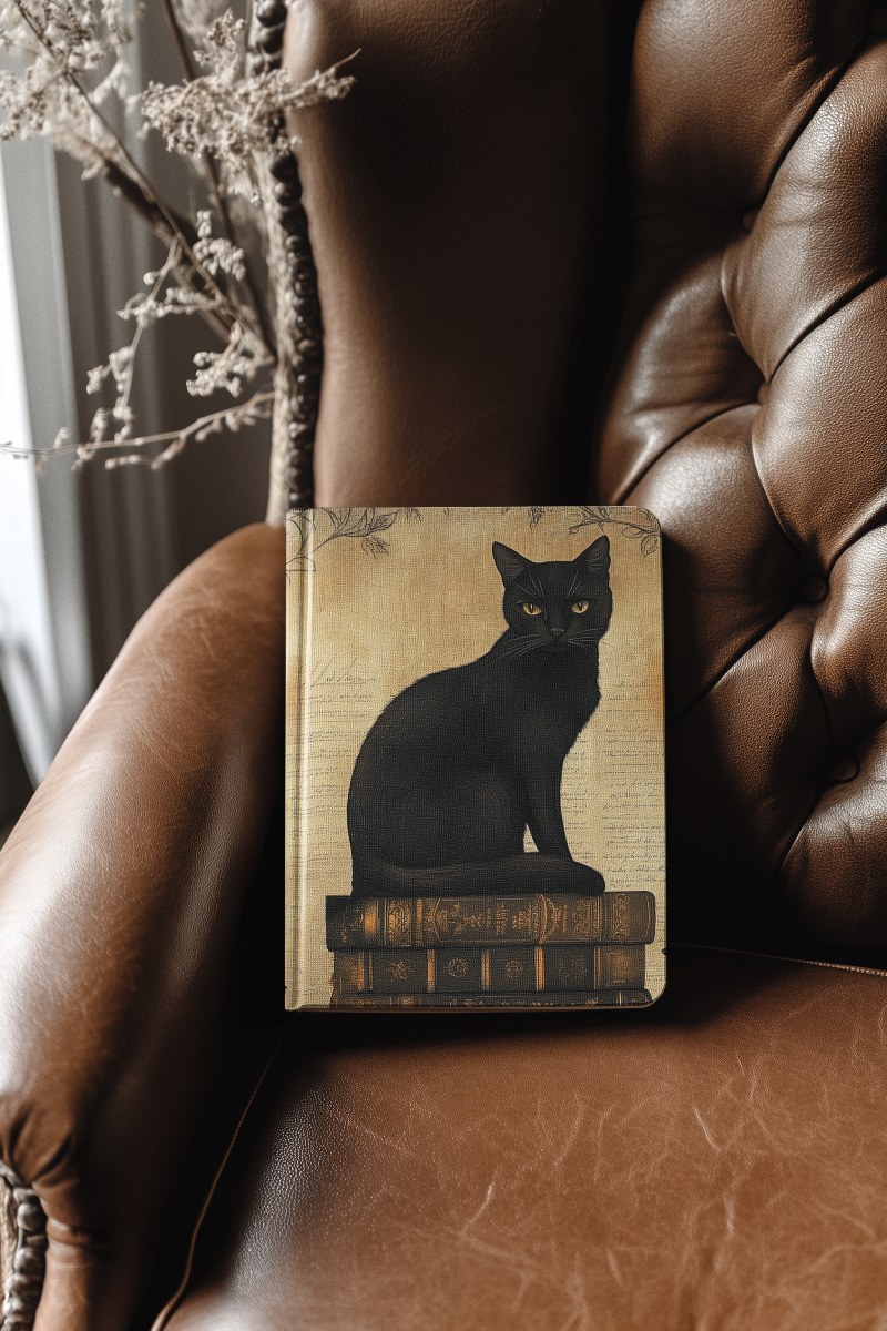 Vintage Black Cat Hardcover Journal