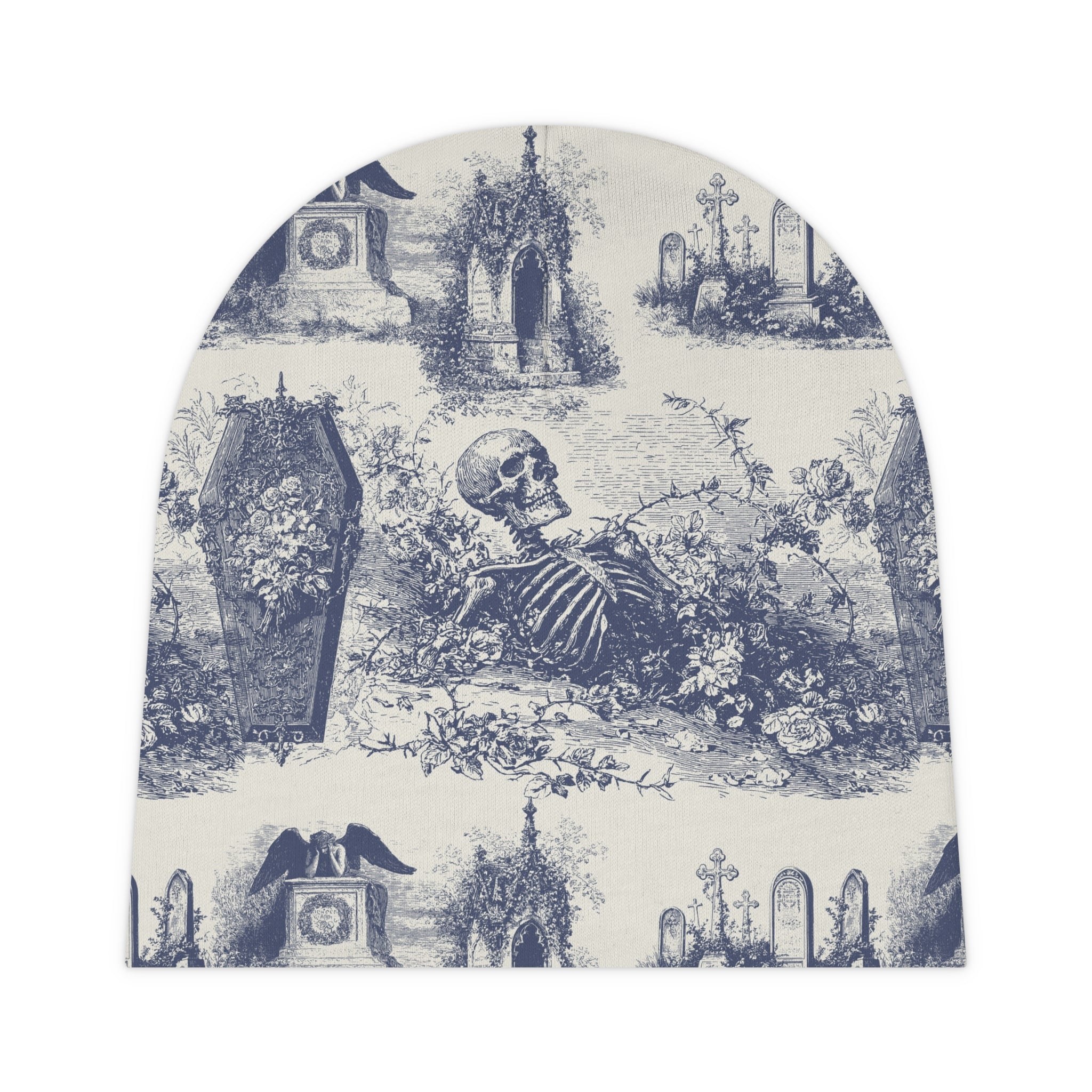Vintage Gothic Cemetery Skeleton Print Baby Hat Beanie
