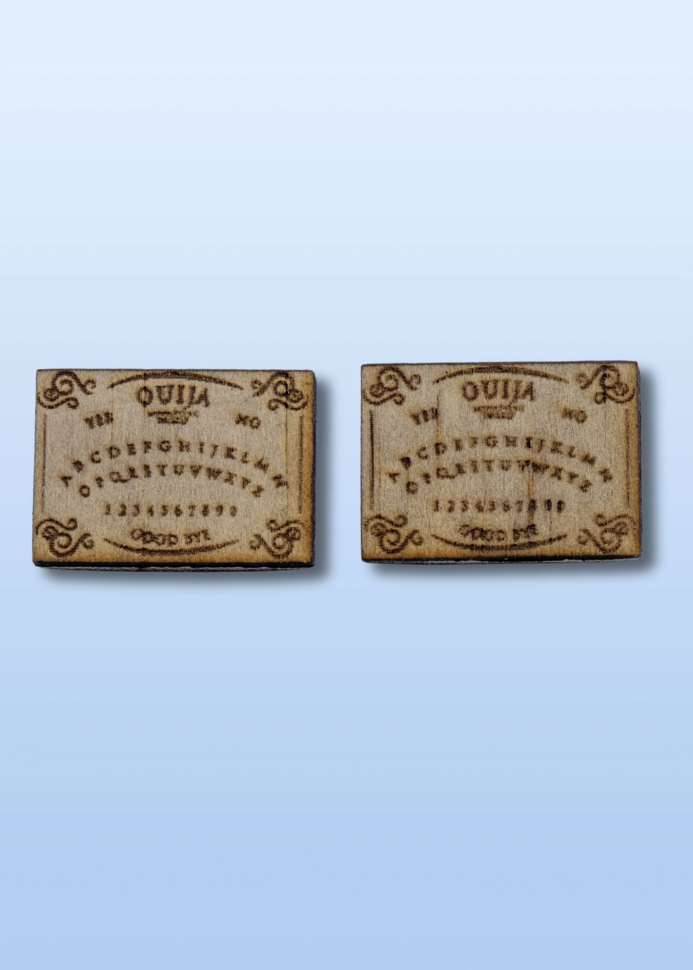 Wood Ouija Board Stud Earrings