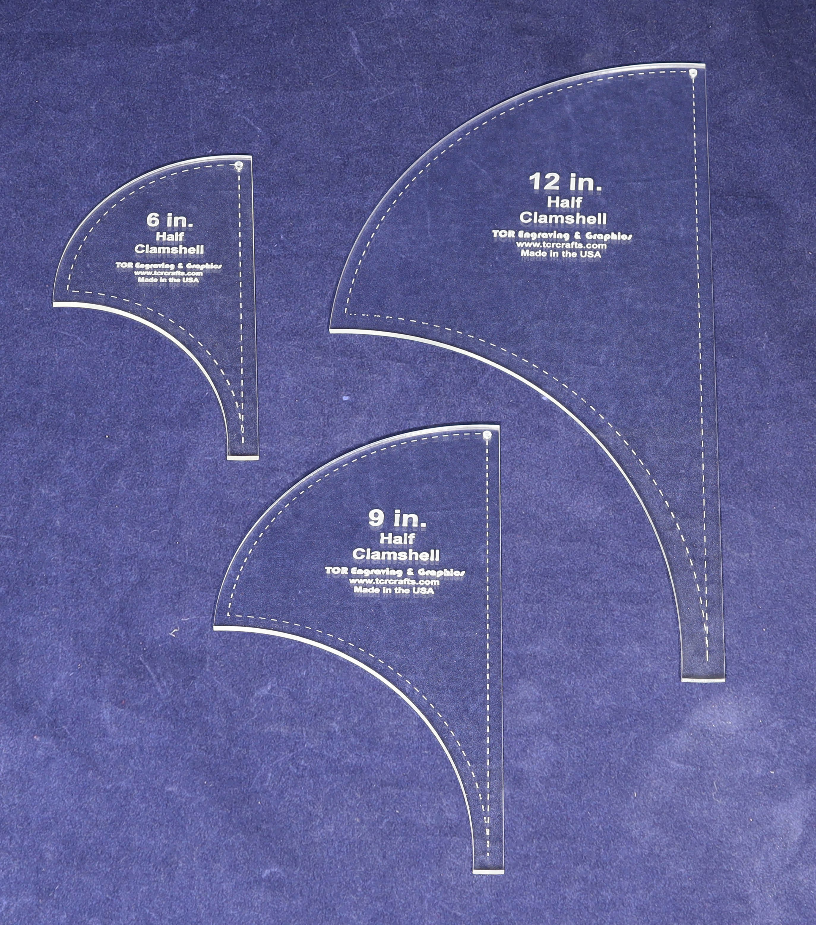 Clear acrylic clamshell quilting template