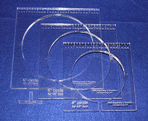 Clear acrylic longarm quilting ruler set with circular cutouts