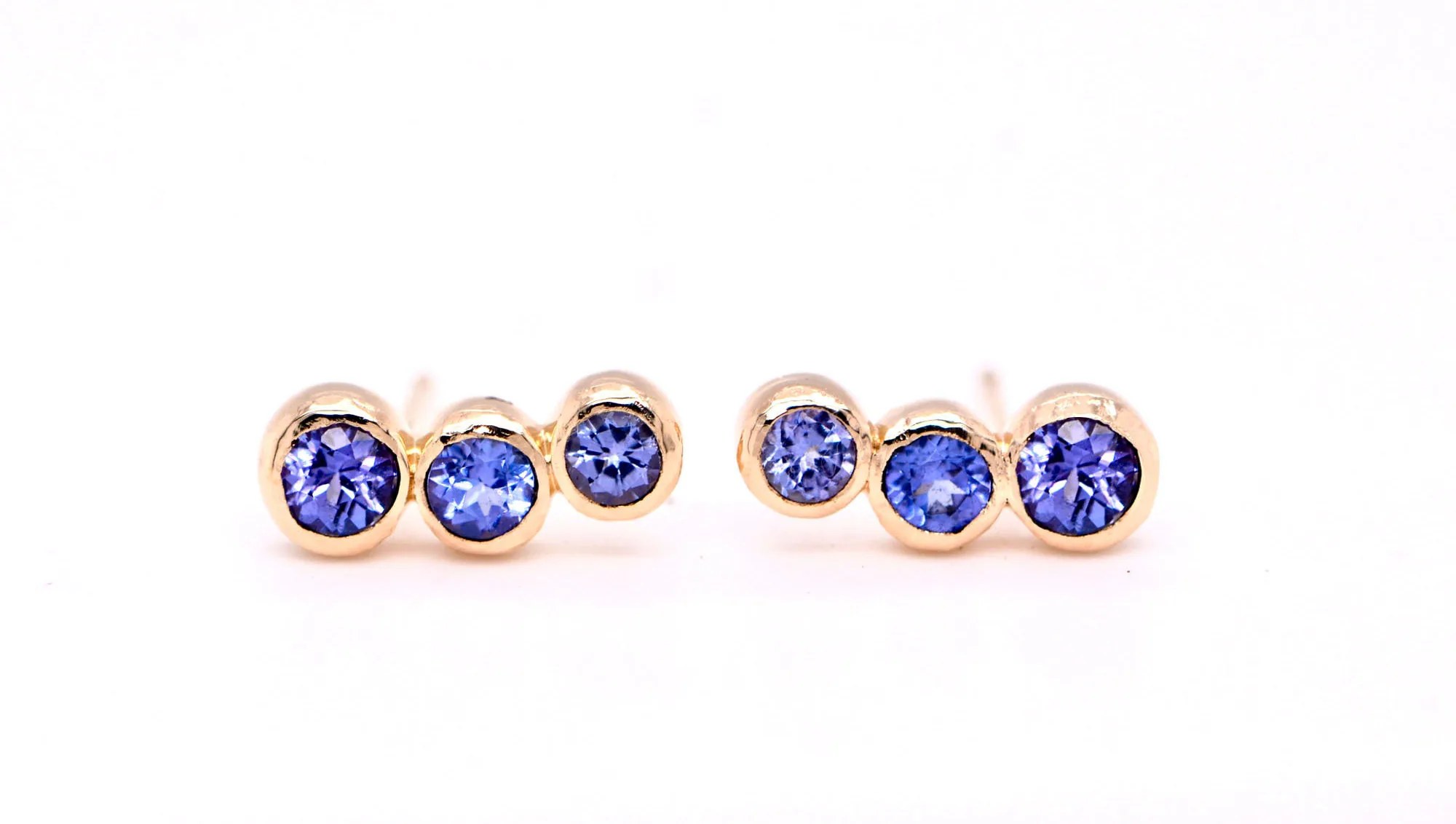 Tanzanite Ear Climbers 14kt Gold : December Birthstone Earrings
