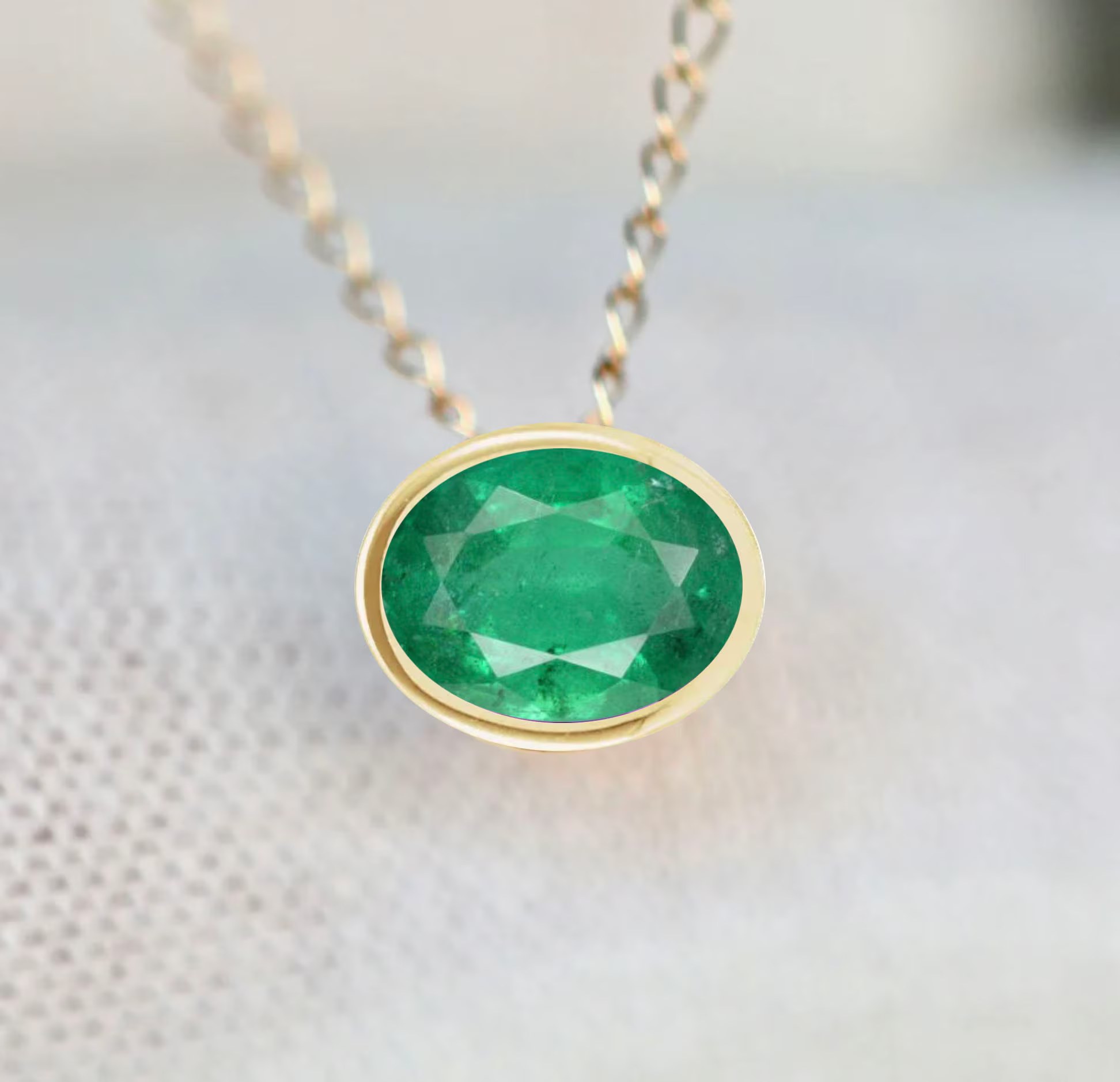 Genuine Emerald 14k Gold Pendant Necklace - May Birthstone