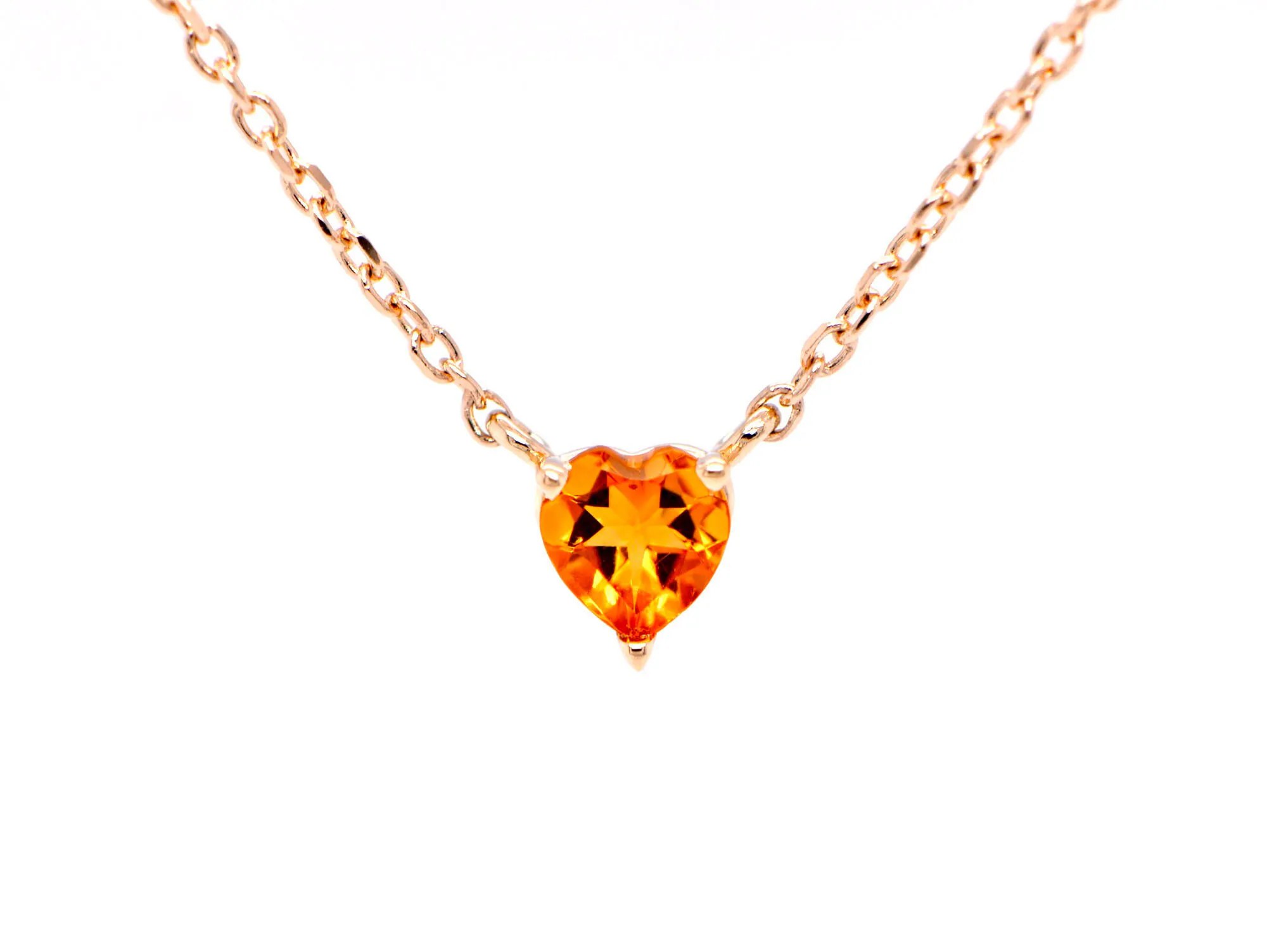 Citrine Minimalist Heart Necklace 14kt Gold, November Birthstone