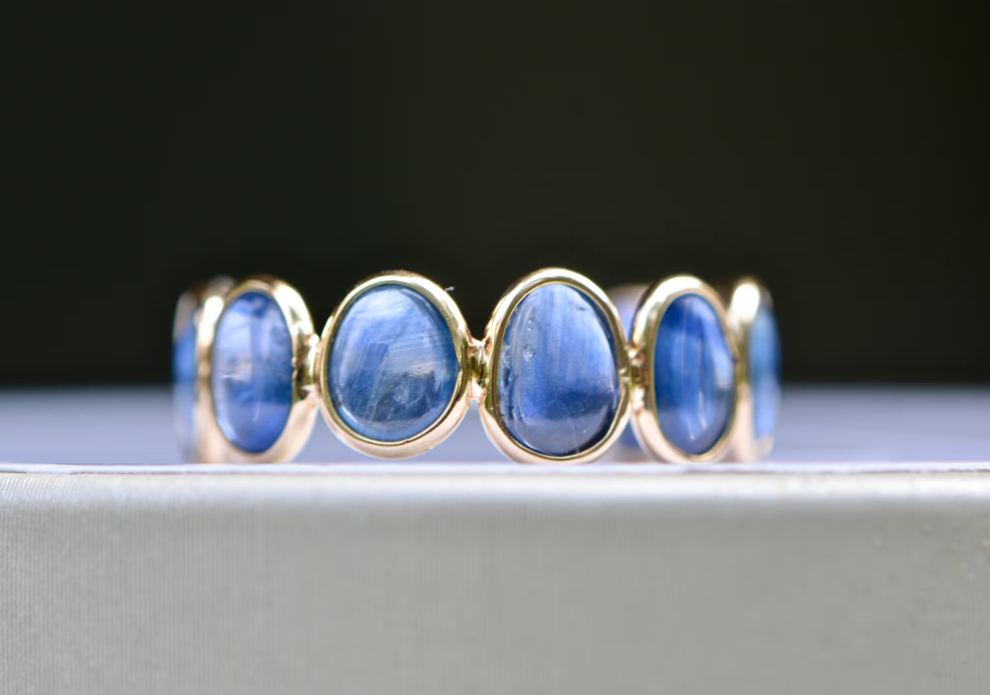Sapphire Asymmetrical Stackable Ring Solid 18kt Gold : September Birthstone Jewelry