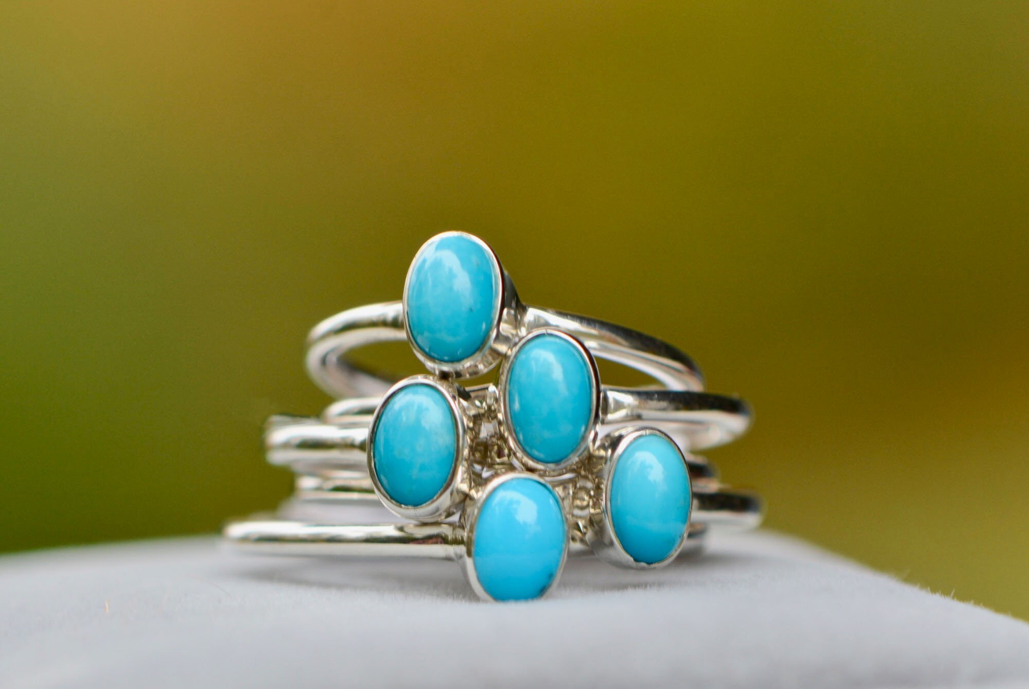 Turquoise Ring Sterling Silver, Oval Blue Gemstone Stacking Ring, December Birthstone Jewelry, Something Blue, Minimalist Everyday Ring