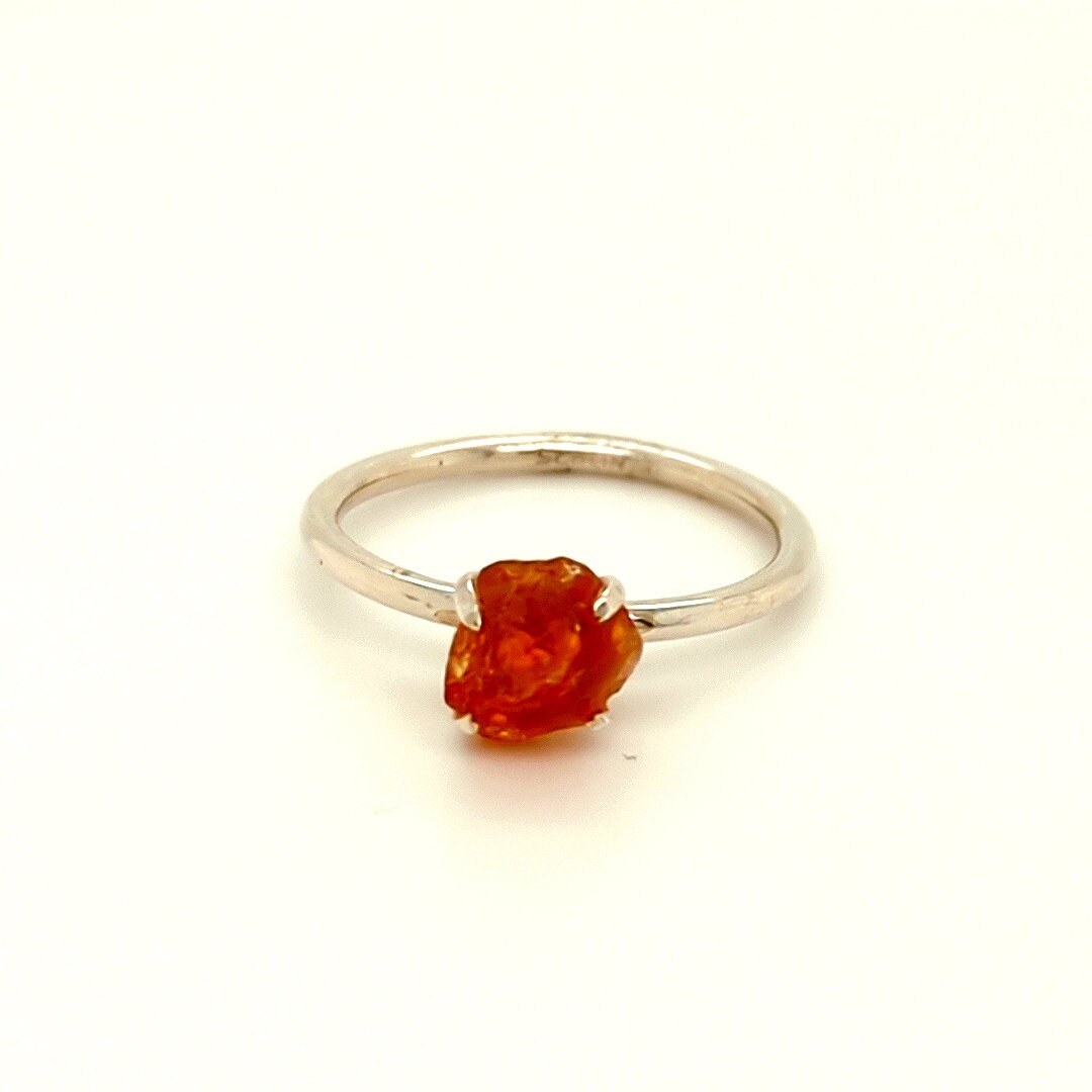 Raw Citrine Ring Sterling Silver : November Birthstone, detail view