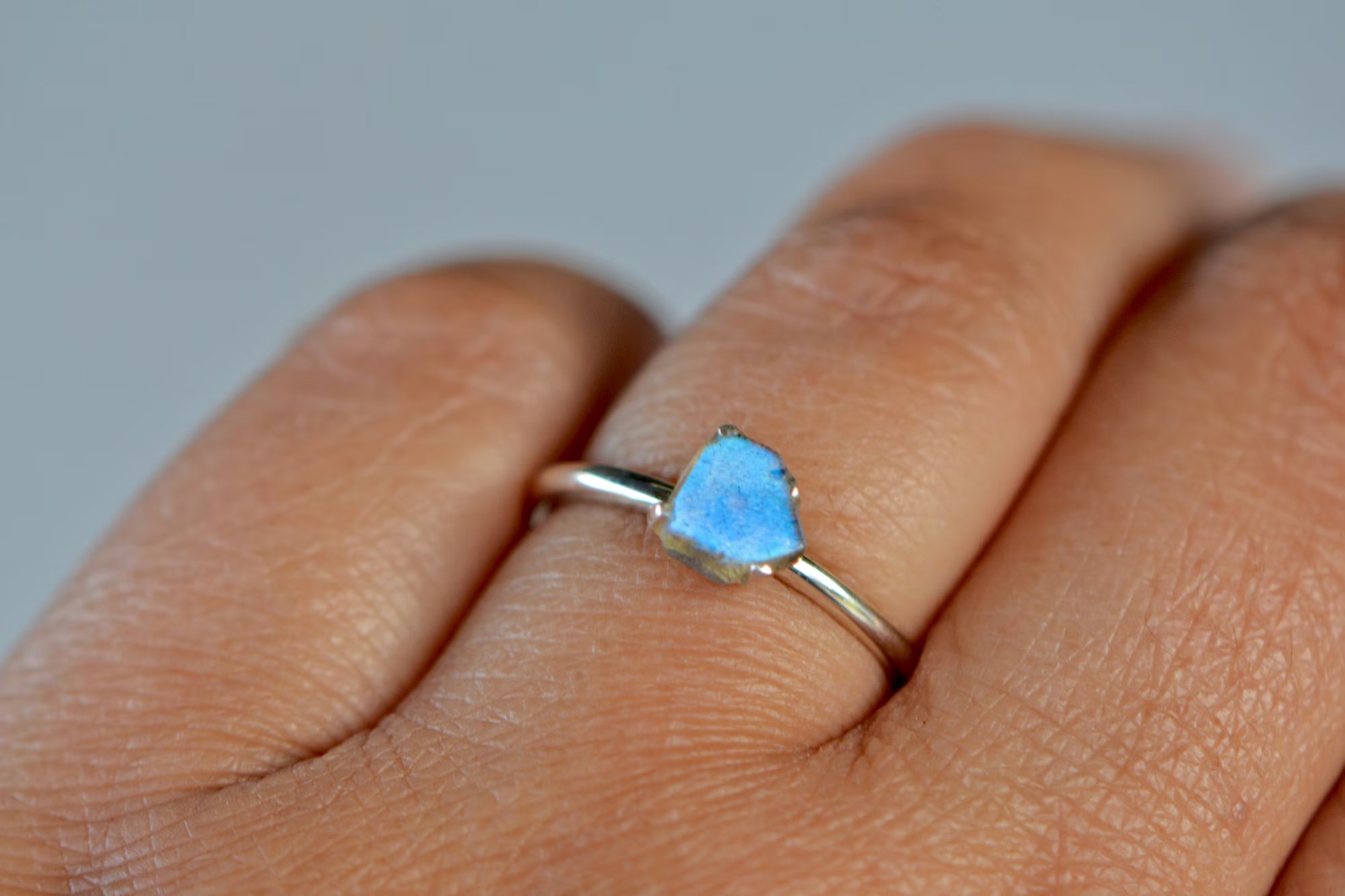 Labradorite Slice Ring Sterling Silver