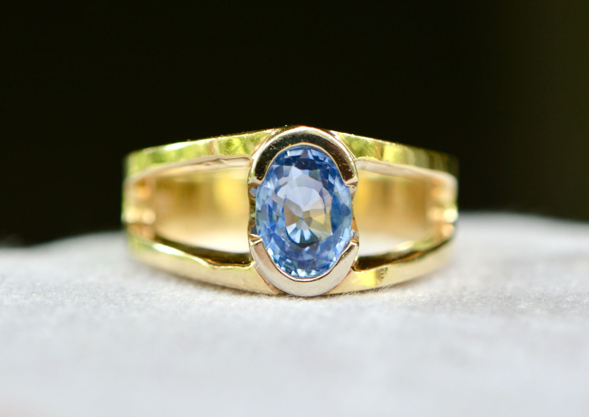 Tanzanite Natural Oval Stackable Statement Ring 14kt Gold : December Birthstone Ring Size 6.75