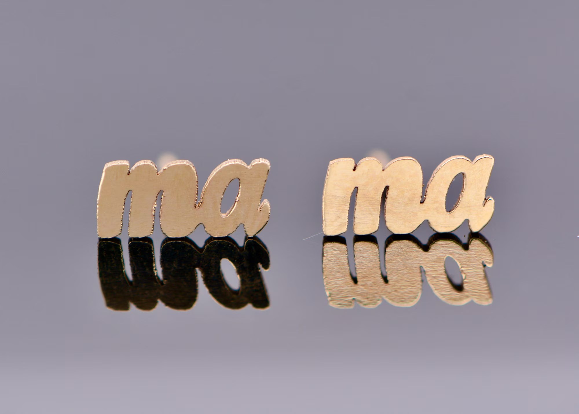 Ma Stud Earrings Solid 14k Gold : Mom Earrings for a Mother's Day Gift
