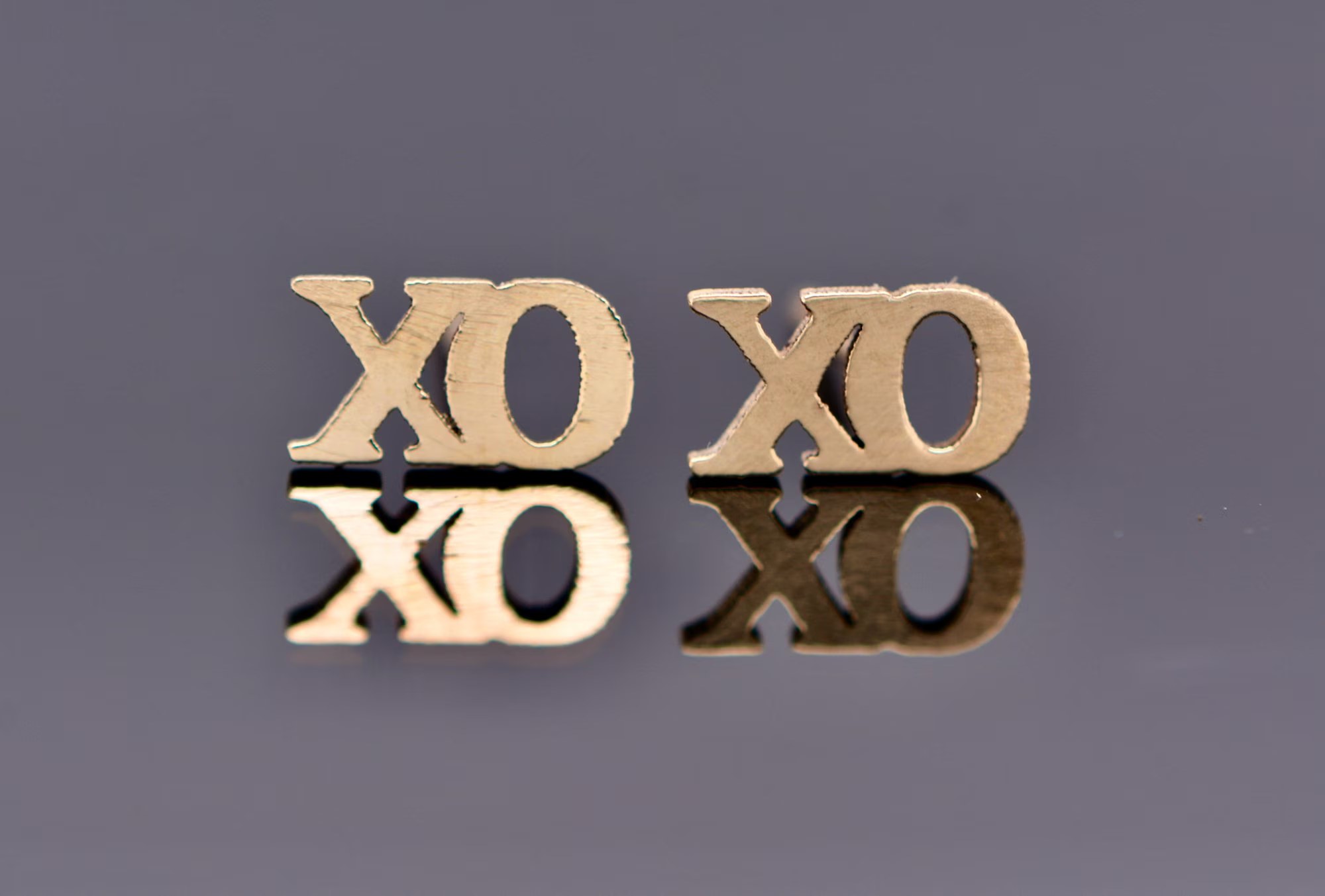XO Stud Earrings 14k Gold : Hugs & Kisses Jewelry Gift