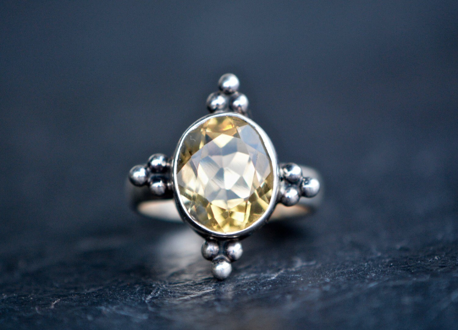 Citrine Boho Ring Sterling Silver Size 7 : November Birthstone Jewelry