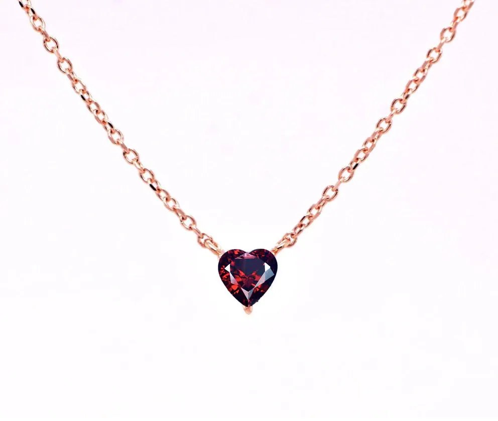Mozambique Garnet Heart Necklace 14kt Gold, Layering Red Gemstone Minimalist Necklace, Girlfriend Gift, January Birthstone Necklace Gift Her