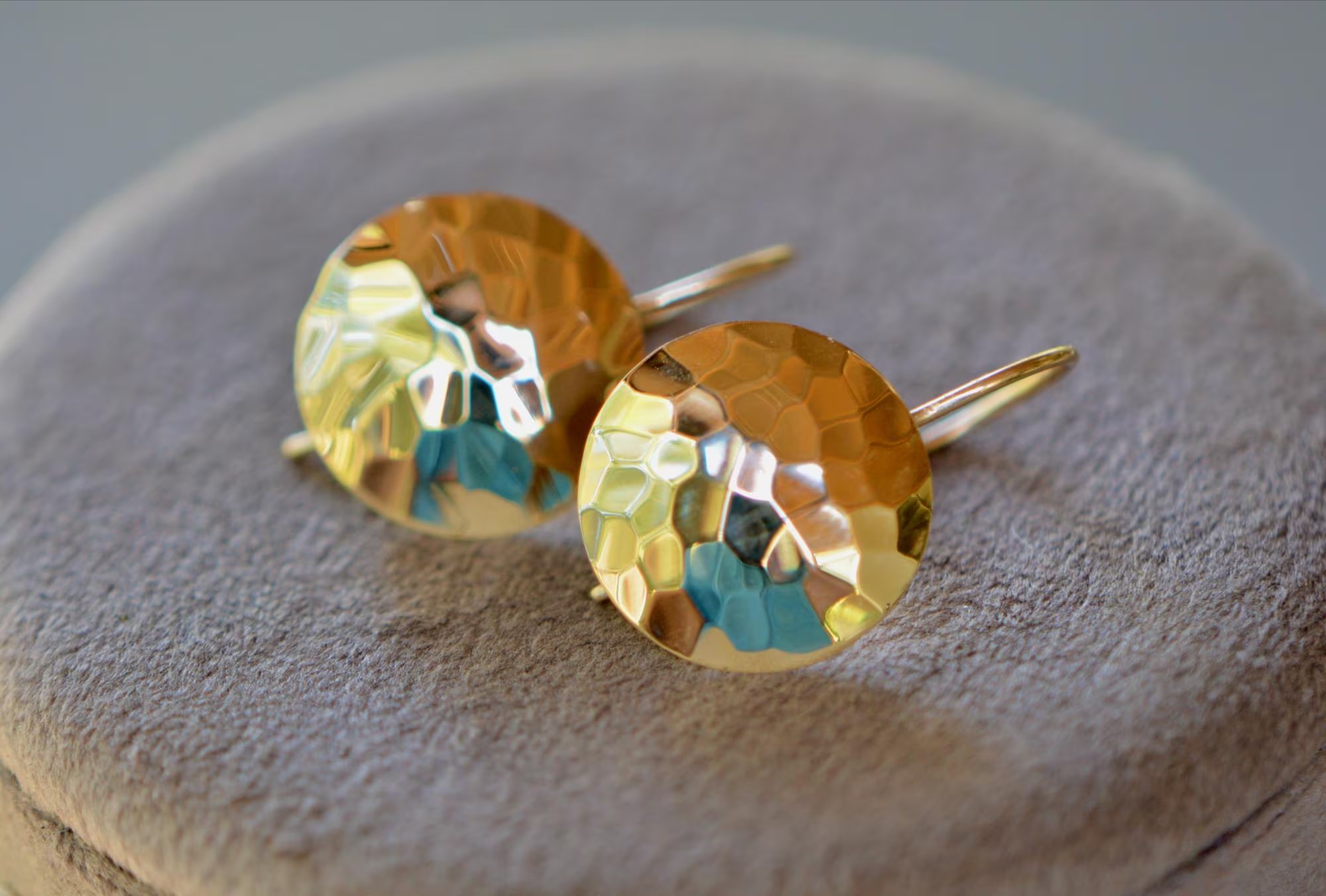 Hammered Dangly Latchback Earrings Solid 14k Gold, Holiday Gift for Wife, Earrings for Women, Everyday Earrings, Girlfriend Gift, Gift Her