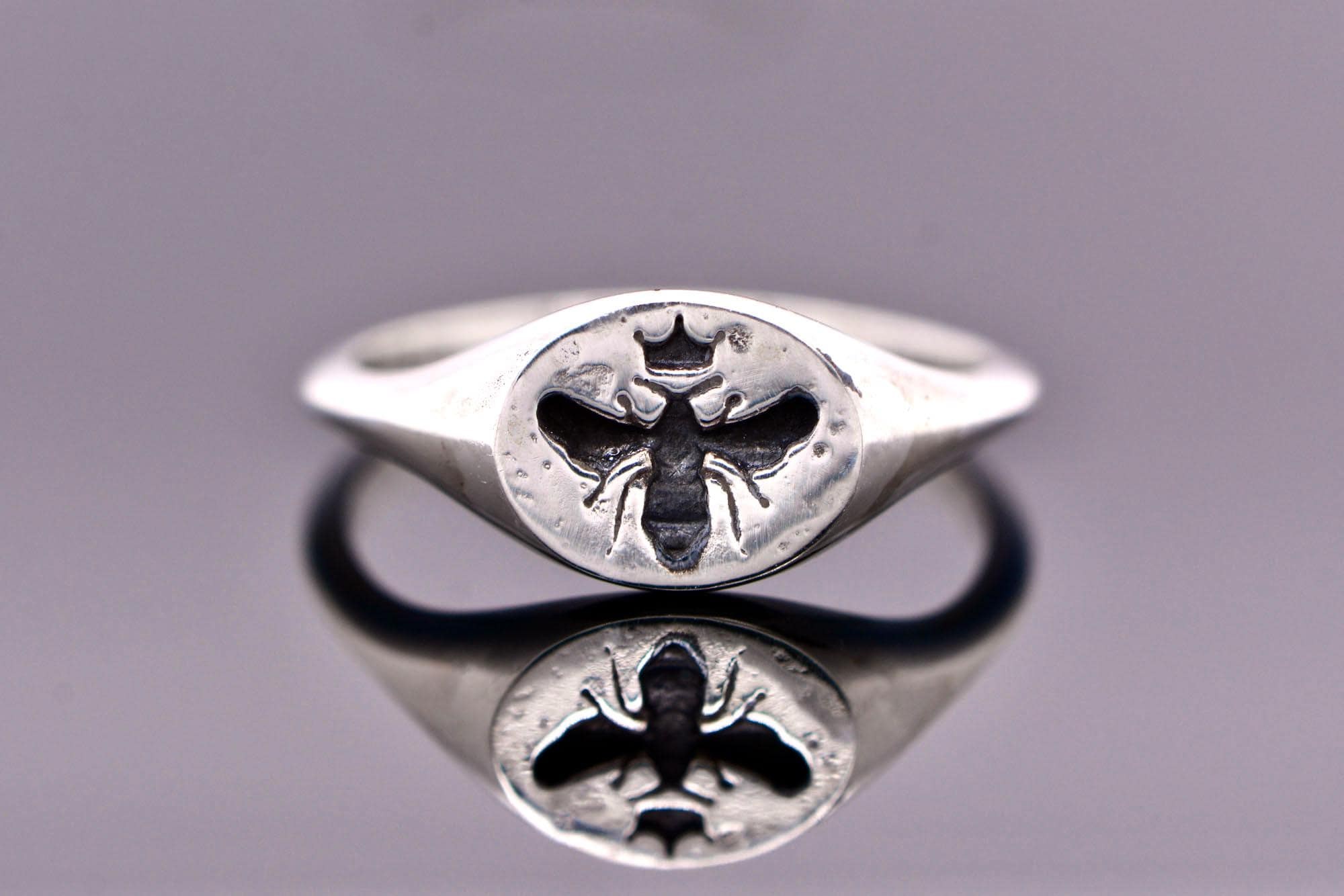 Honey Bee Intaglio Signet Ring for Her in Sterling Silver : Beekeeper Gift