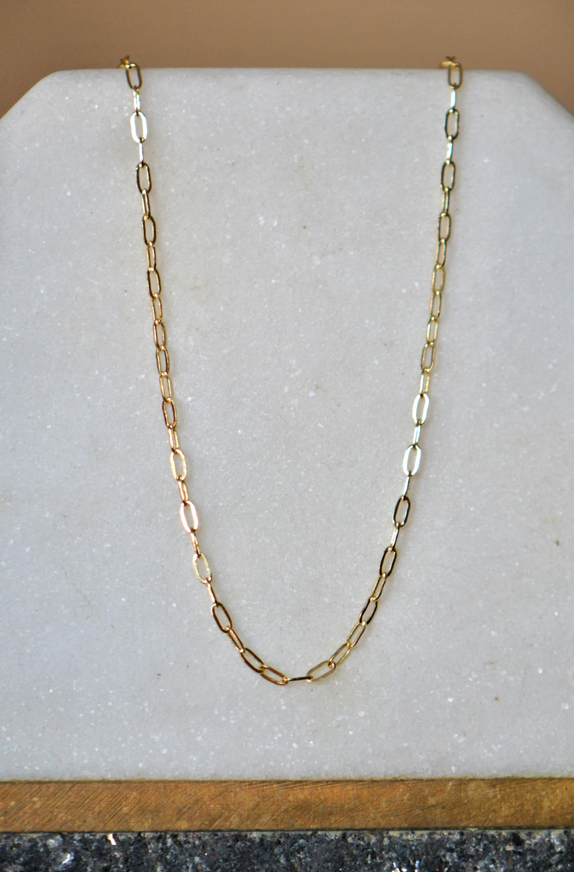 14k Solid Gold Paperclip Chain Necklace 1.25mm : Everyday Style