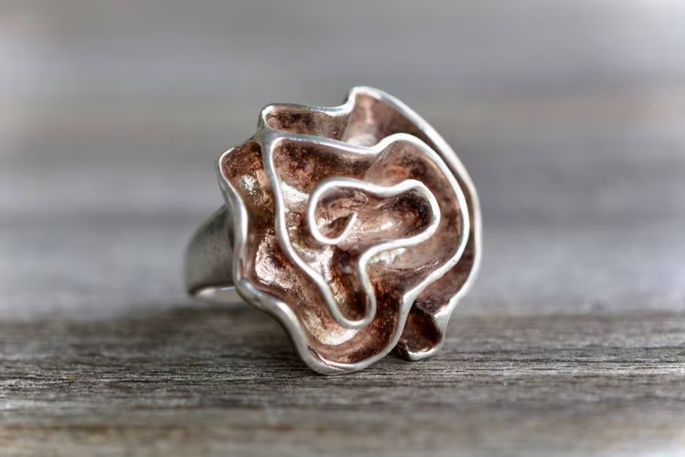 Waves Ring Sterling Silver, Chunky Unisex Statement Ring, One of a Kind Piece, Rustic Boho Silver Ring, Rings for Men, Father's Day Gift
