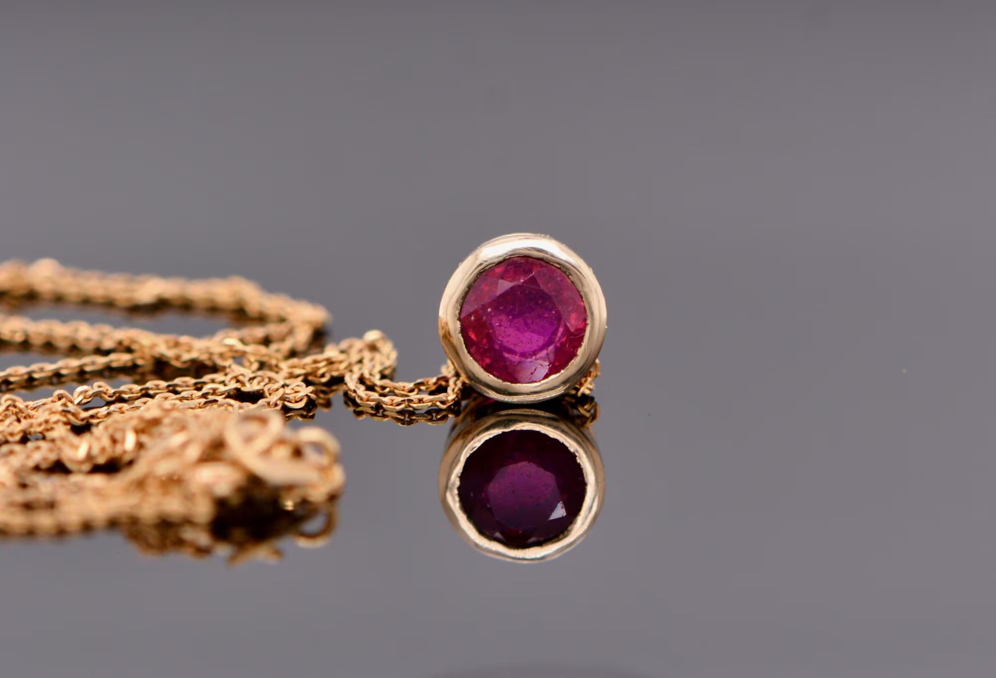 Natural Ruby Solitaire Necklace 14k Gold, July Birthstone Pendant, Minimalist Red Gemstone Necklace, Gift for Women, Ruby Slide Pendant Her