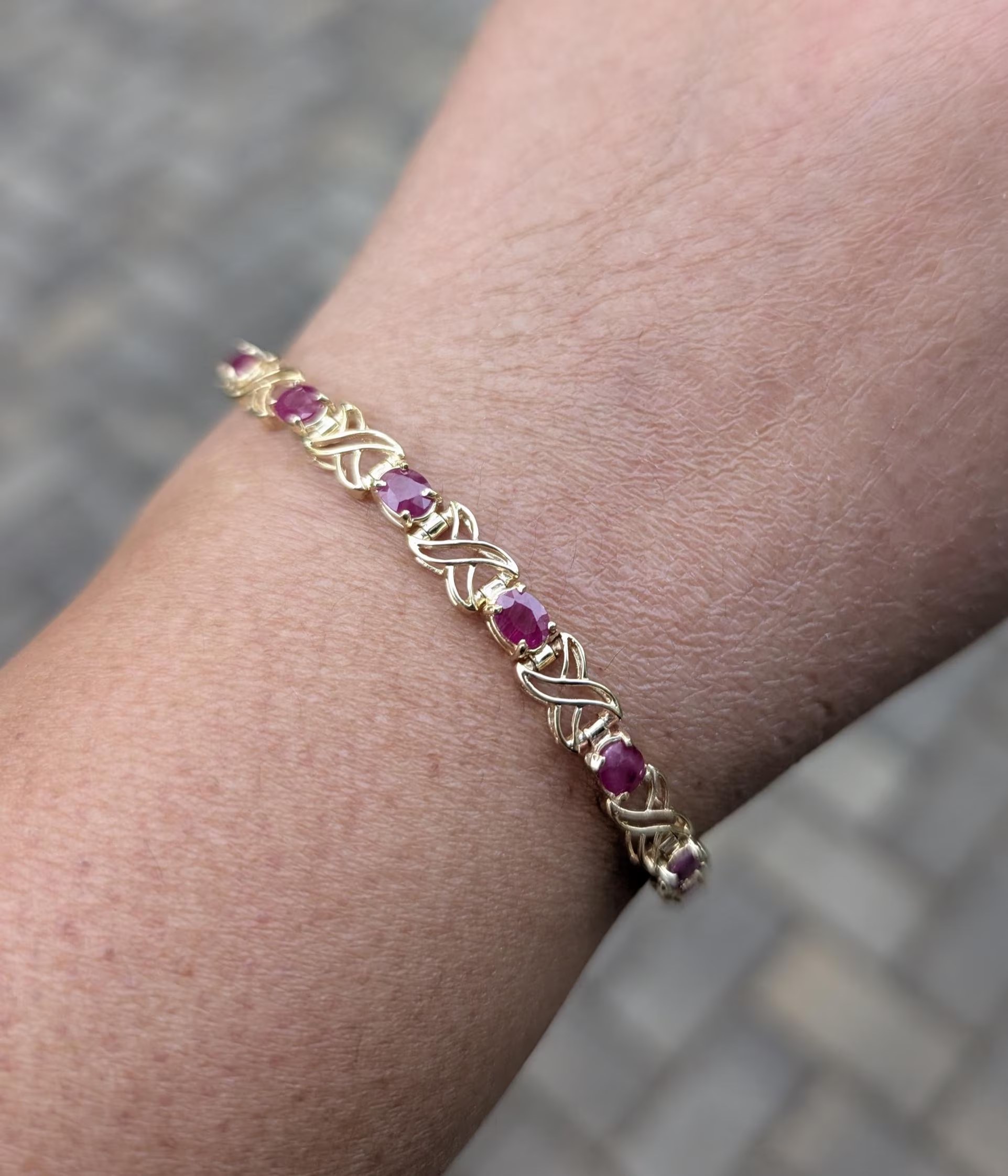 Natural Ruby 10k Gold Bracelet : 40th Anniversary Gift for Wife
