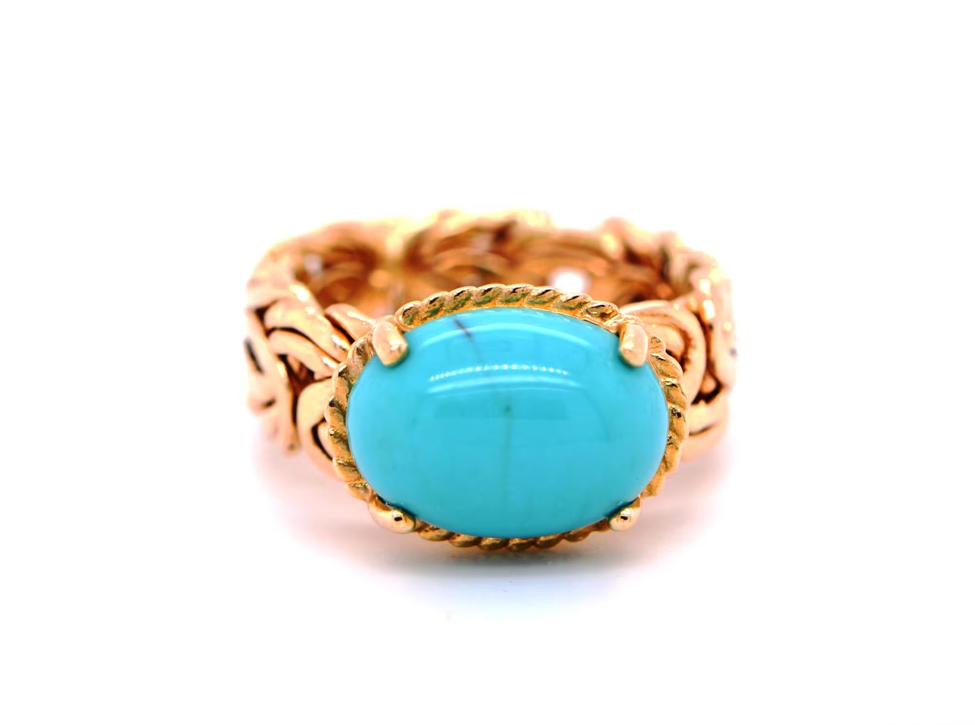 Turquoise Byzantine Vintage Statement Ring 14k Gold : December Birthstone