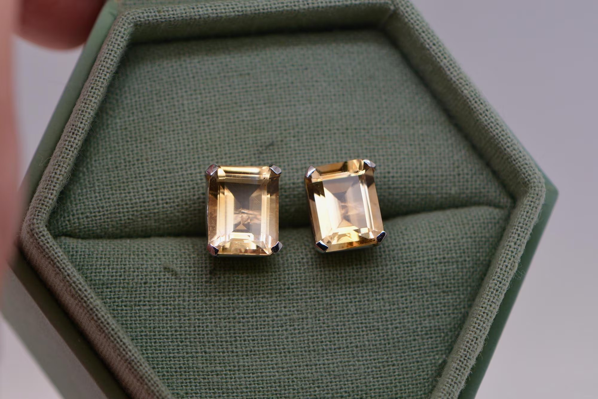 Citrine Large Stud Earrings in Sterling Silver 10x8mm : November Birthstone Jewelry