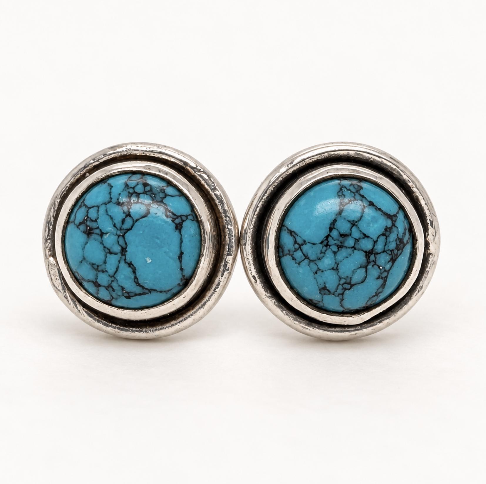 Turquoise Stud Earrings Sterling Silver : December Birthstone Jewelry