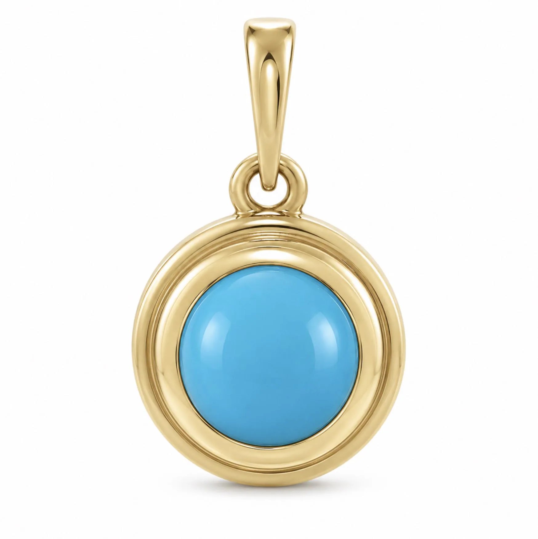 Turquoise Pendant Solid 14k Gold : December Birthstone Jewelry, detail view