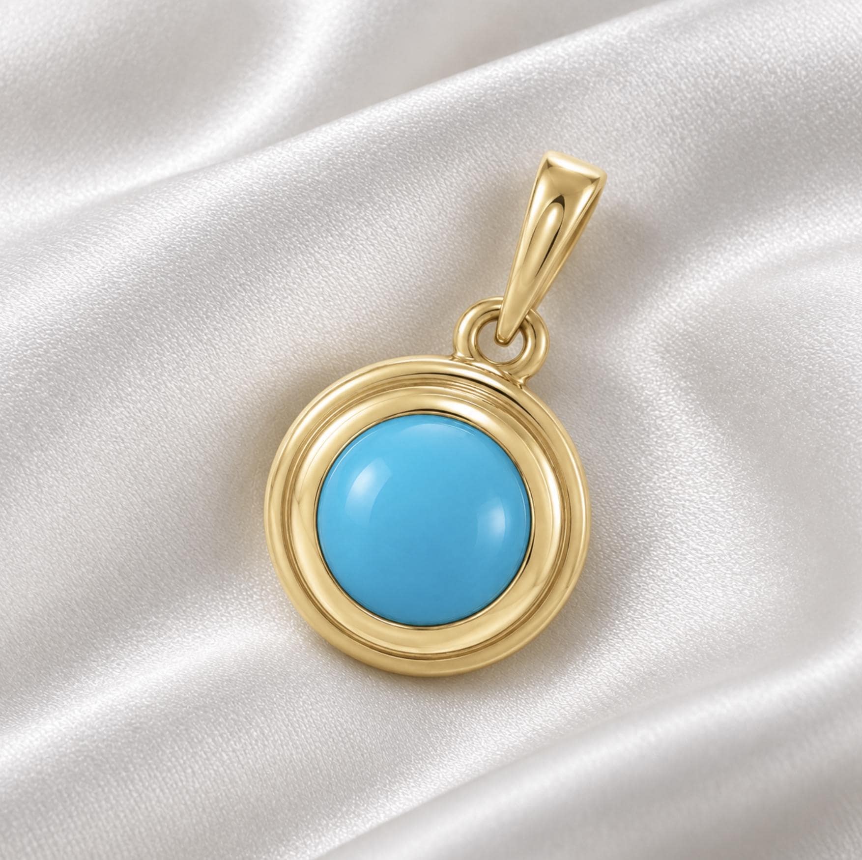 Turquoise Pendant Solid 14k Gold : December Birthstone Jewelry