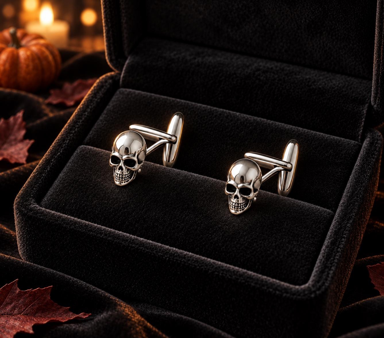 Skull Cufflinks Sterling Silver : Memento Mori Jewelry