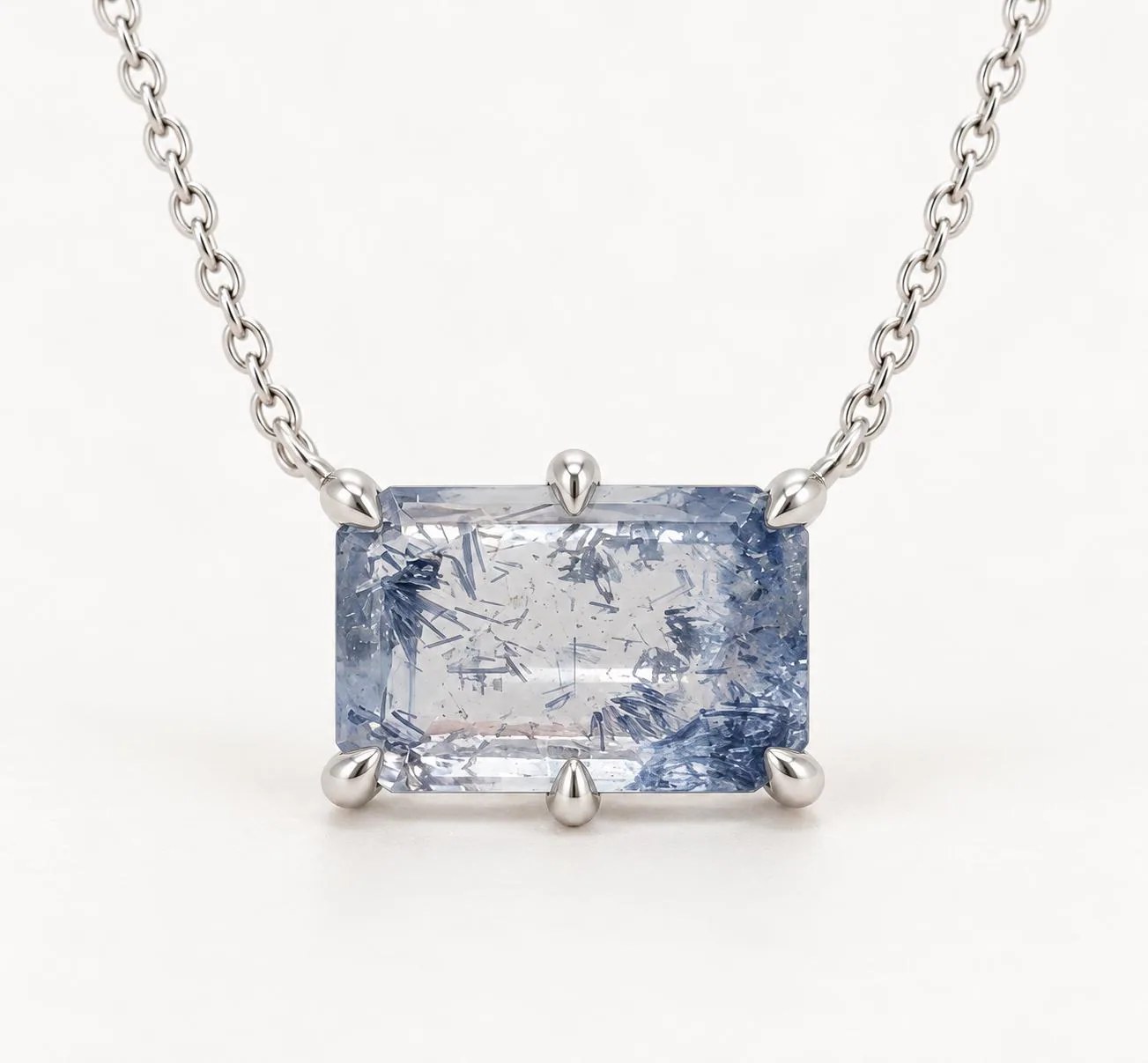 Dumortierite Quartz Sterling Silver Necklace, detail view
