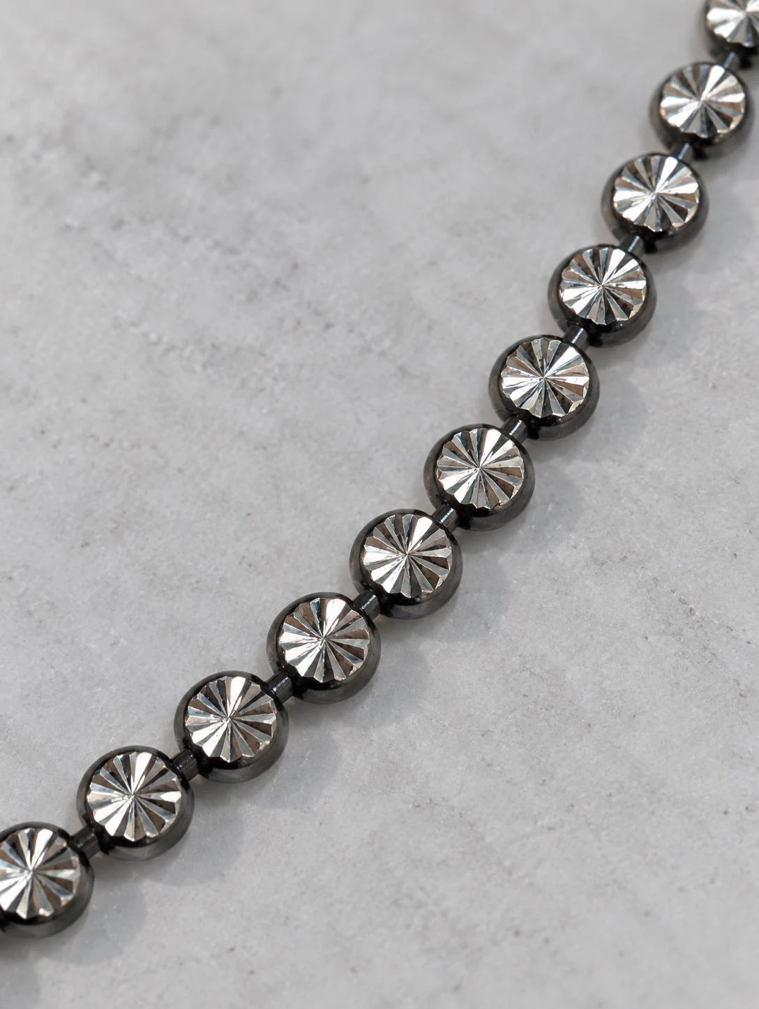 Oxidized Sterling Silver Diamond Cut Bead Chain, 16 inches, detail view