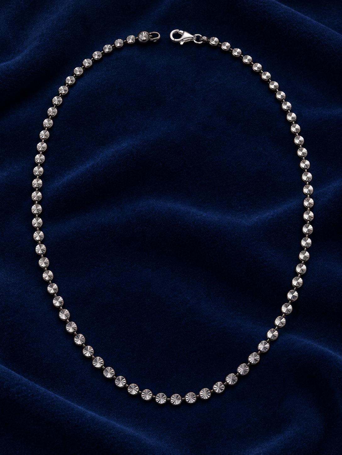 Oxidized Sterling Silver Diamond Cut Bead Chain, 16 inches