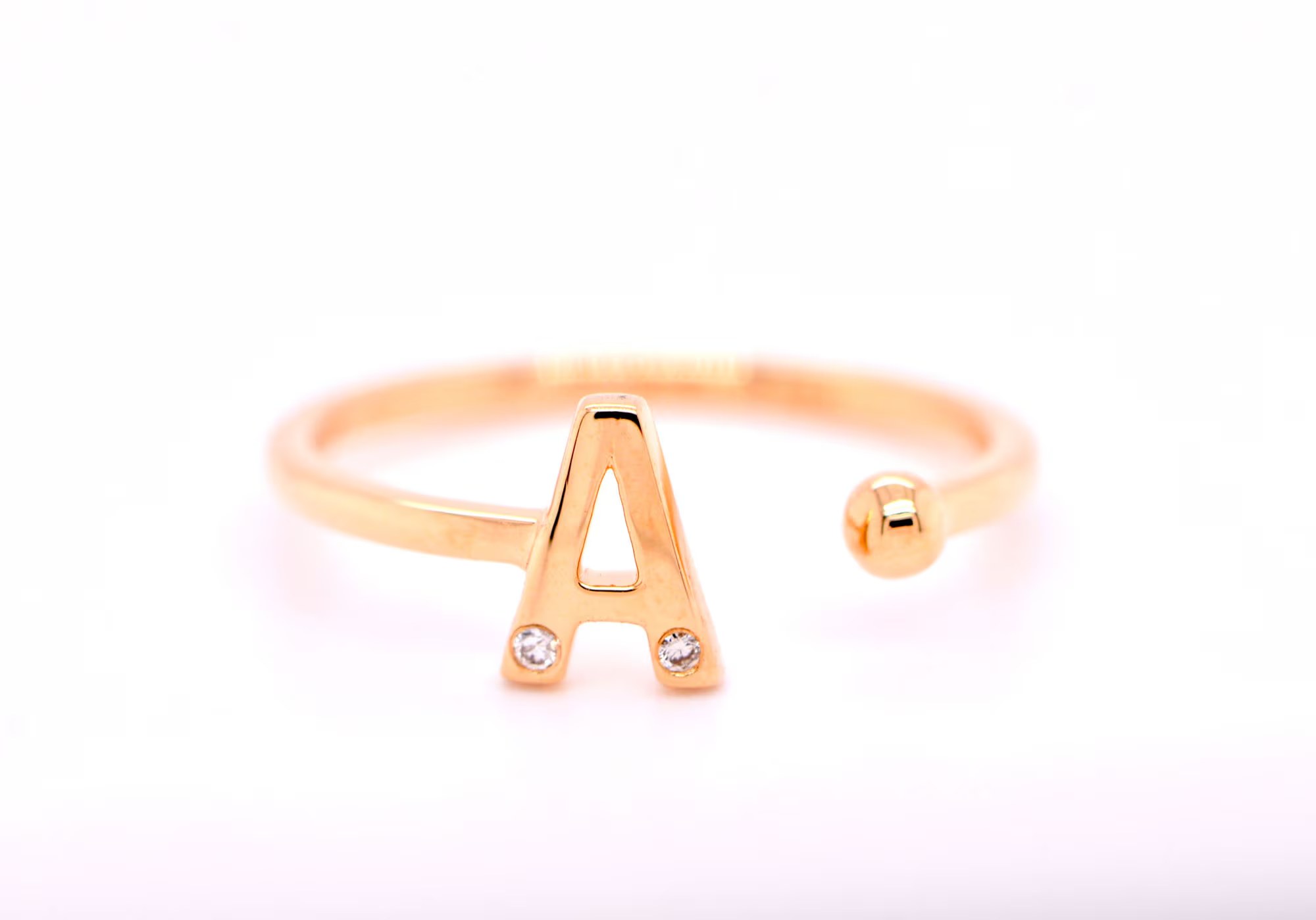 Custom Initial Ring, Personalized , Gold Diamond Ring, Stackable Ring, Adjustable Ring, Letter Ring, Minimalist Ring, Personalized Gifts