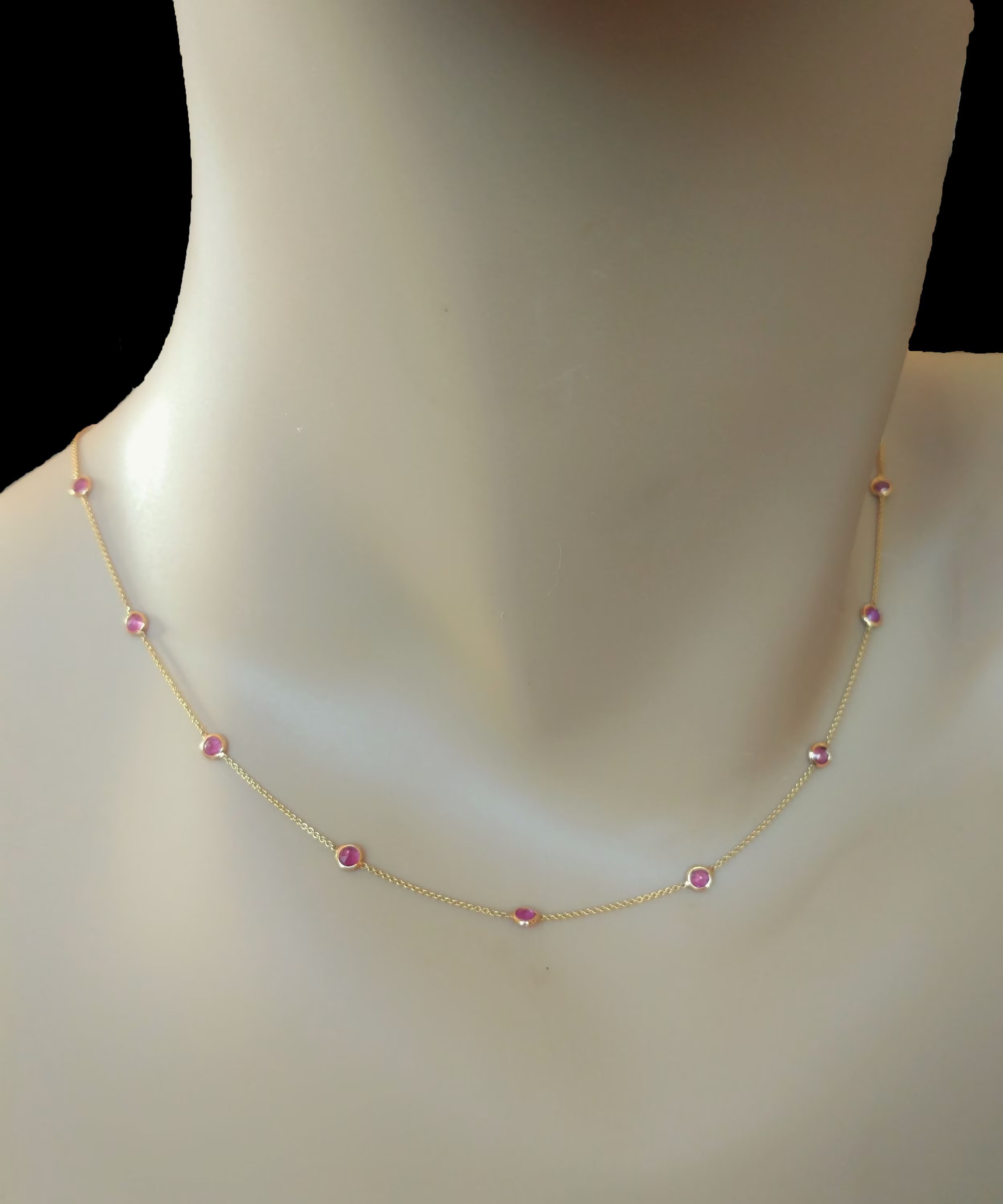 Natural Ruby Necklace 18kt Gold, Red Gemstone Necklace, July Birthstone Chain, Anniversary Gift , Minimalist Jewelry