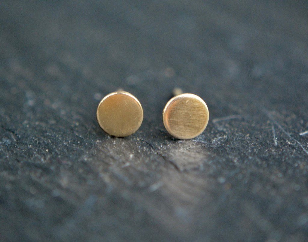 Yellow Gold Circle Stud Earrings, Solid 14k Gold Post Earrings, Minimalist Studs, Everyday Earrings, Girlfriend Gift, Birthday Gifts for Her