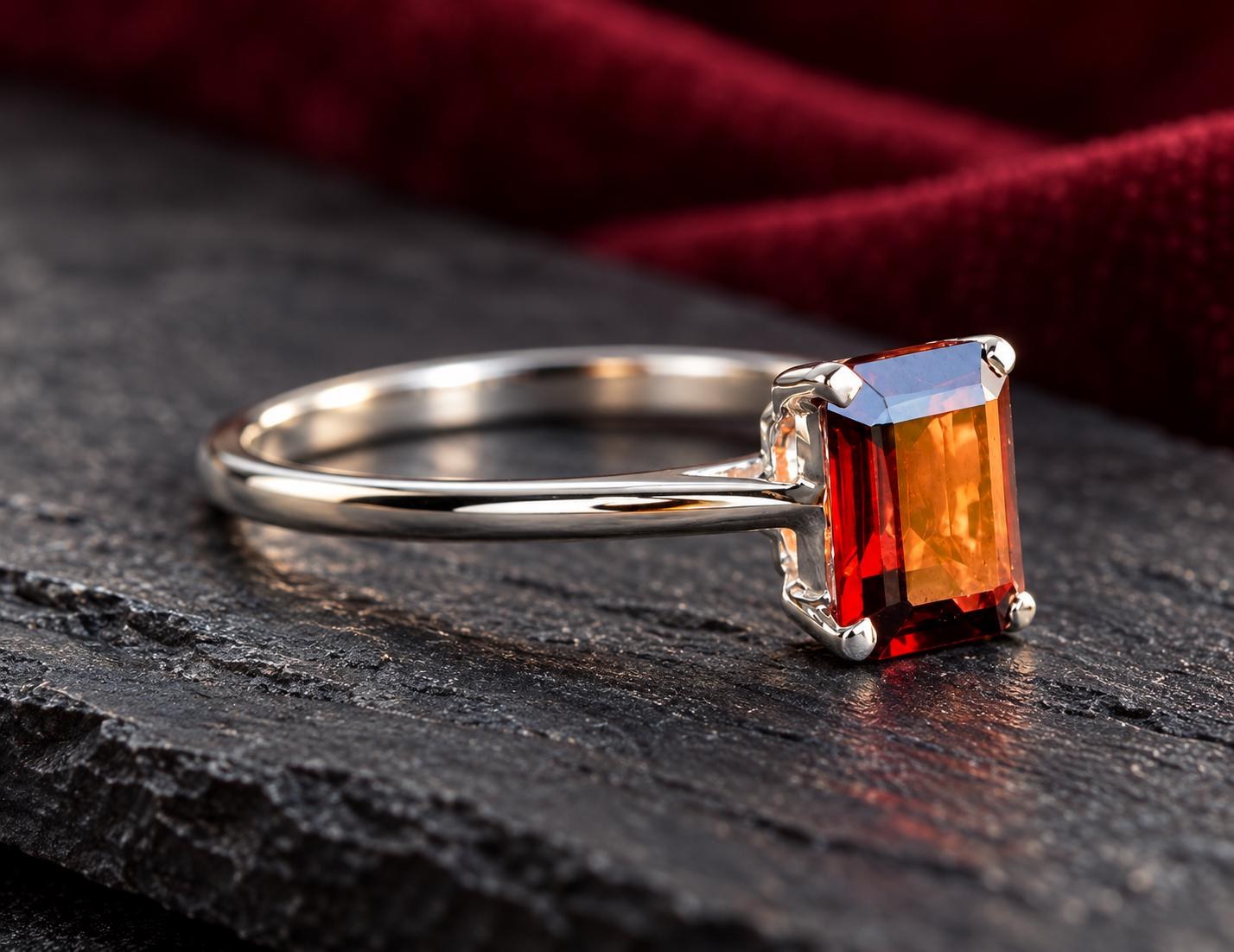 Garnet Ring Sterling Silver Ring Size 8.5, January Birthstone, main view