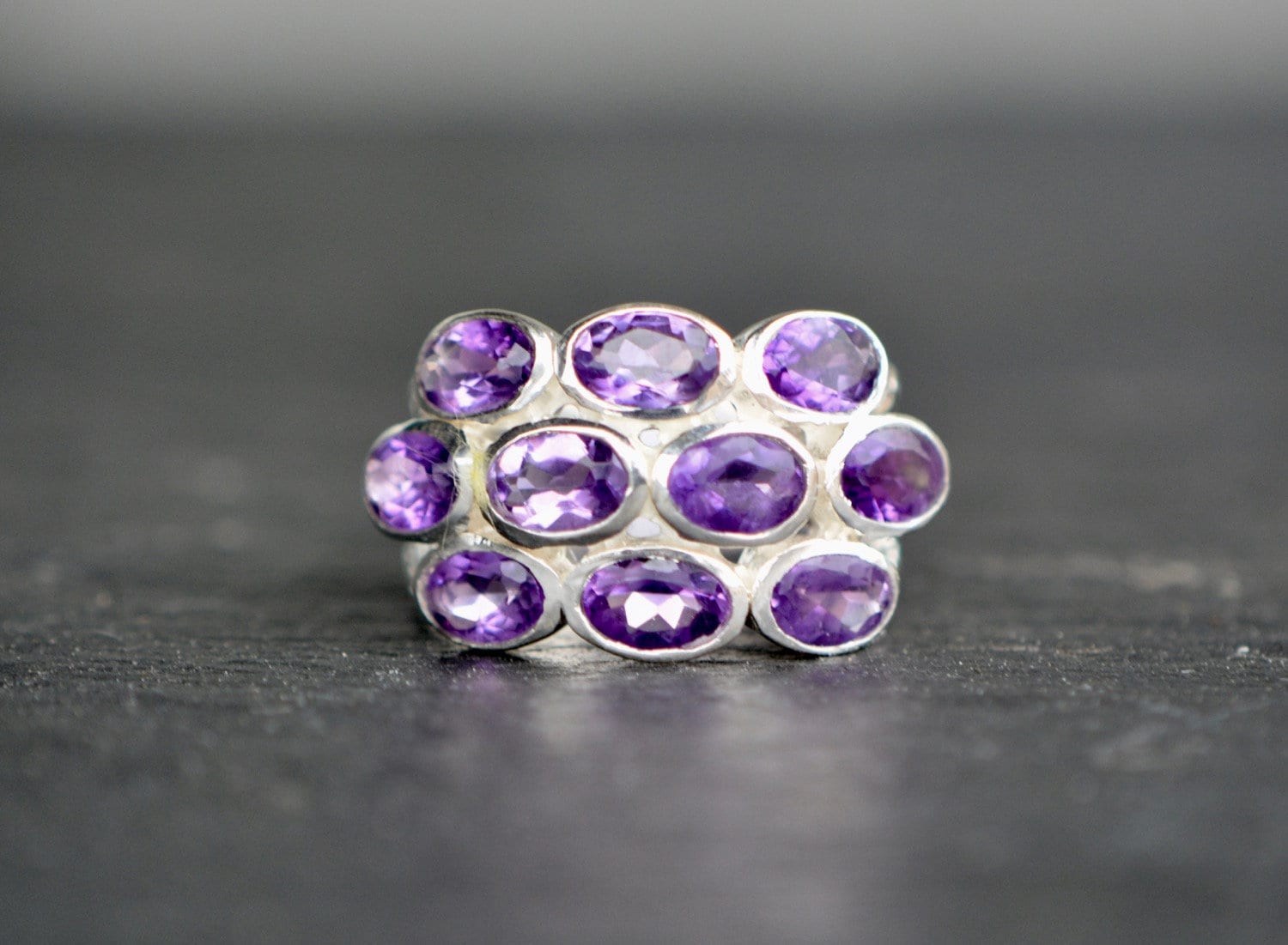Amethyst Statement Ring Sterling Silver Size 7, February Birthstone, main view