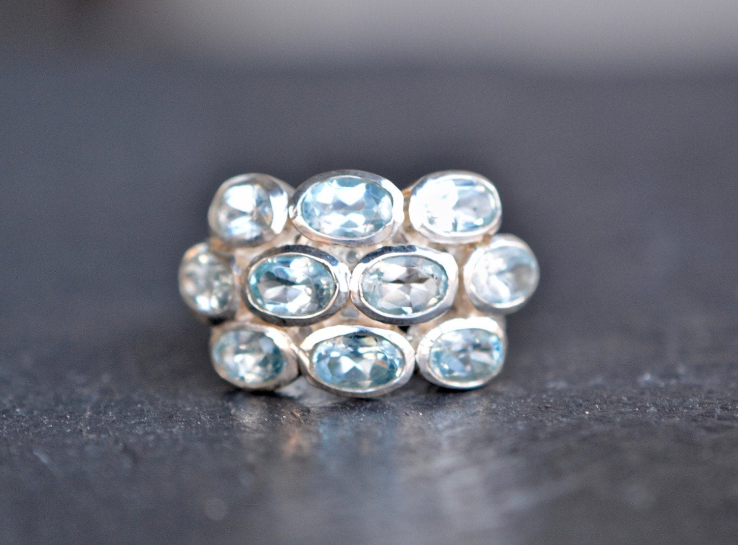 Blue Topaz Sterling Silver Ring Size 7, December Birthstone