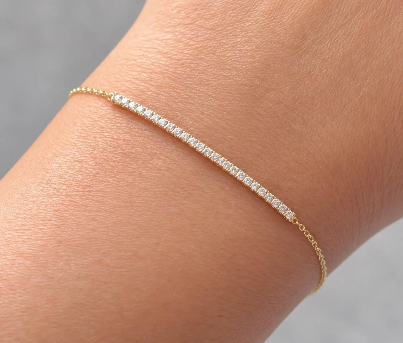Diamond Minimalist Bracelet 14k Gold, Everyday Jewelry
