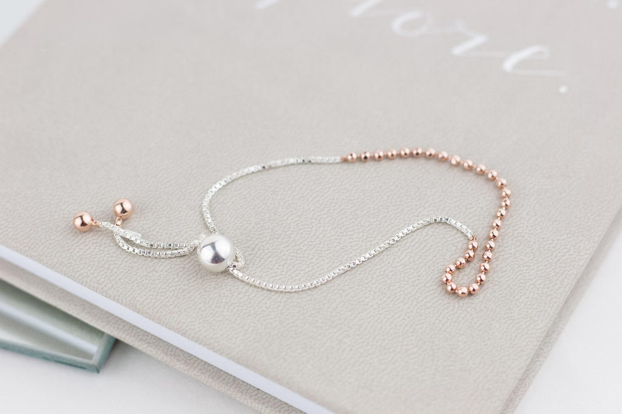 Rose Gold Sterling Silver Adjustable Minimalist Bracelet for Women