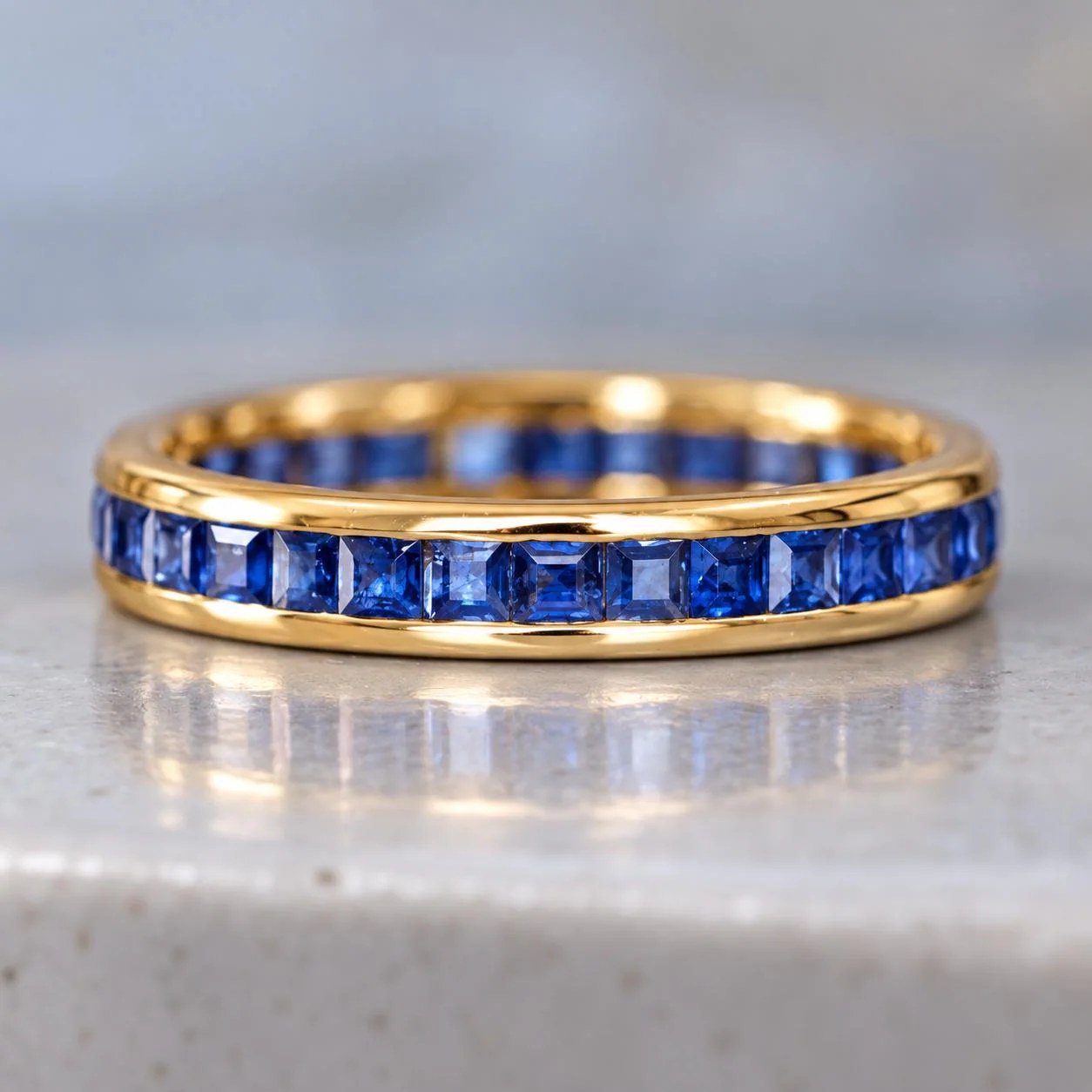 Sapphire Channel Set Eternity Band 14k Gold, September Birthstone